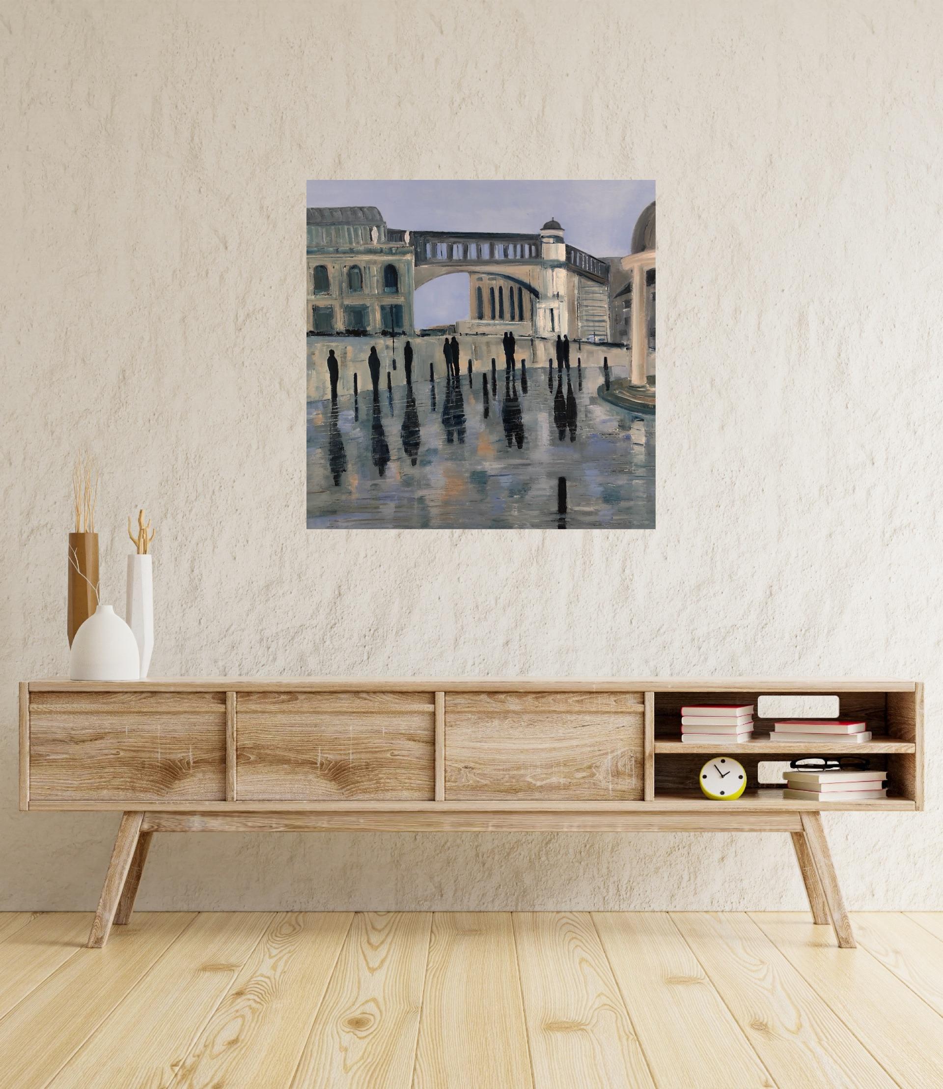 Quadro ad olio contemporaneo di Station Square realizzato dalla pluripremiata artista Jo Holdsworth in vendita 4