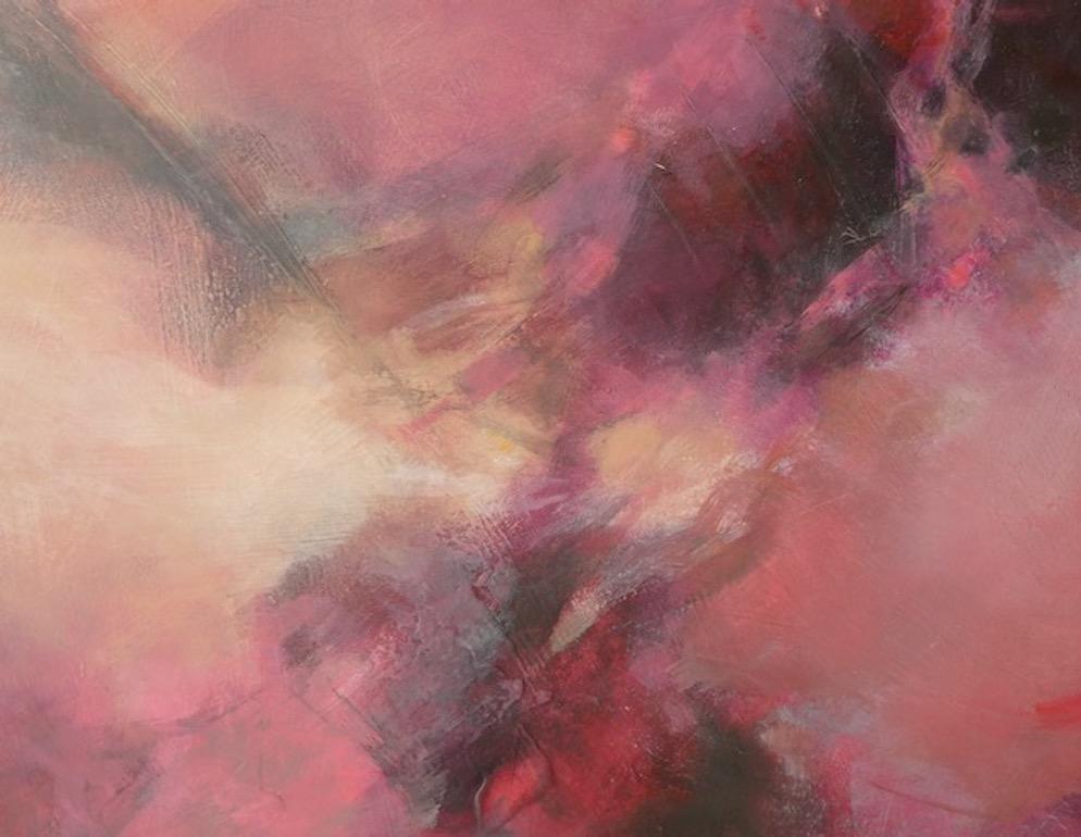 A Line Through the Middle, Original painting, Abstract art, Pink Stormy weather  For Sale 1