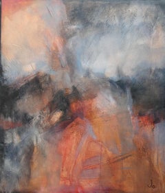 A Snatched Saturday Afternoon, Original Landscape Painting, Abstract Orange Art