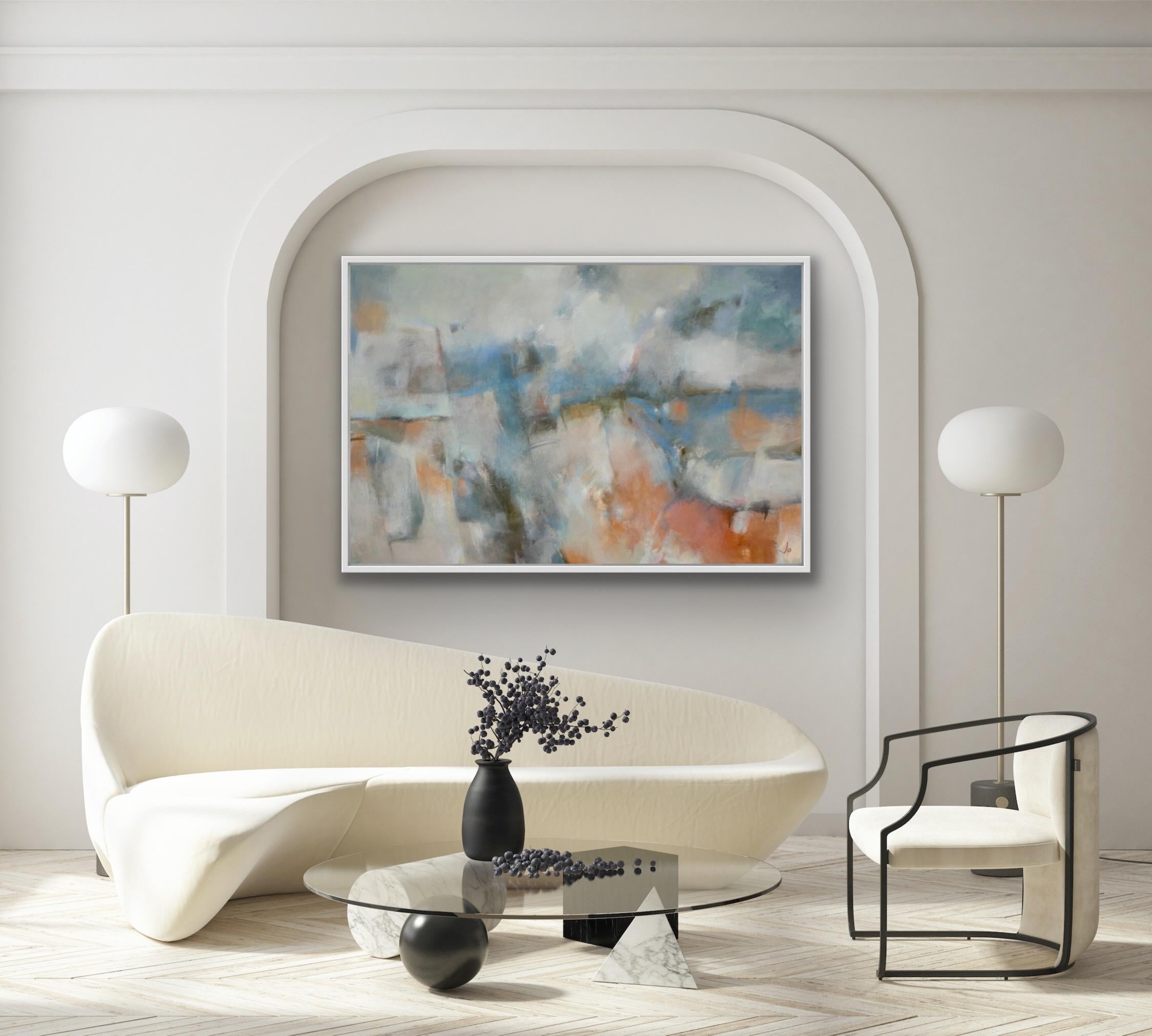 All Washed Up, Original painting, Abstract Landscape art, Light, Colourful art - Painting by Jo Jenkins