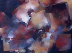 Danger Lurks at Blind Corners, Original zeitgenössische Kunst, rotes abstraktes Gemälde
