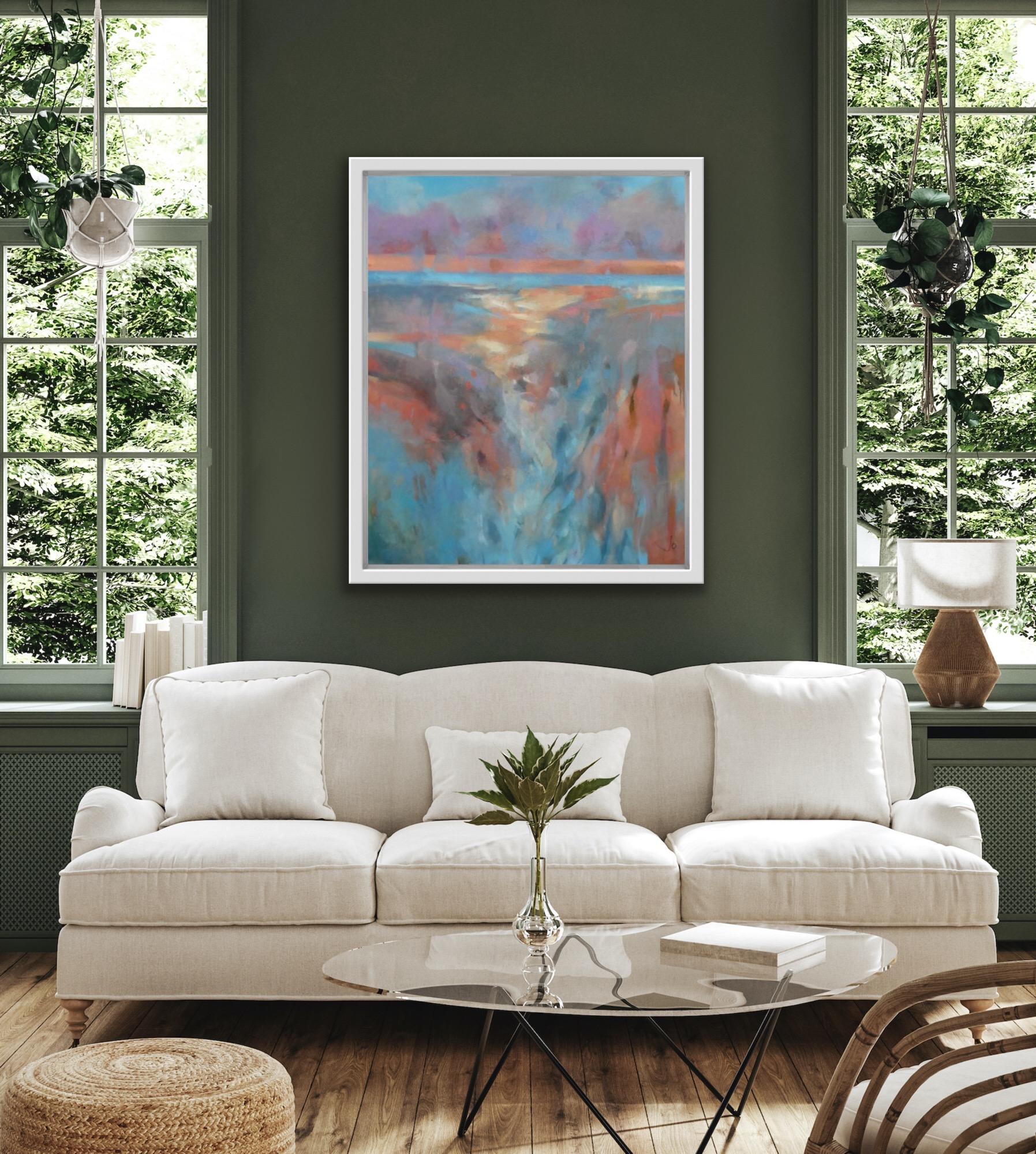 Edge of Time II, Original painting, Abstract Landscape art, Light, Colourful art - Painting by Jo Jenkins