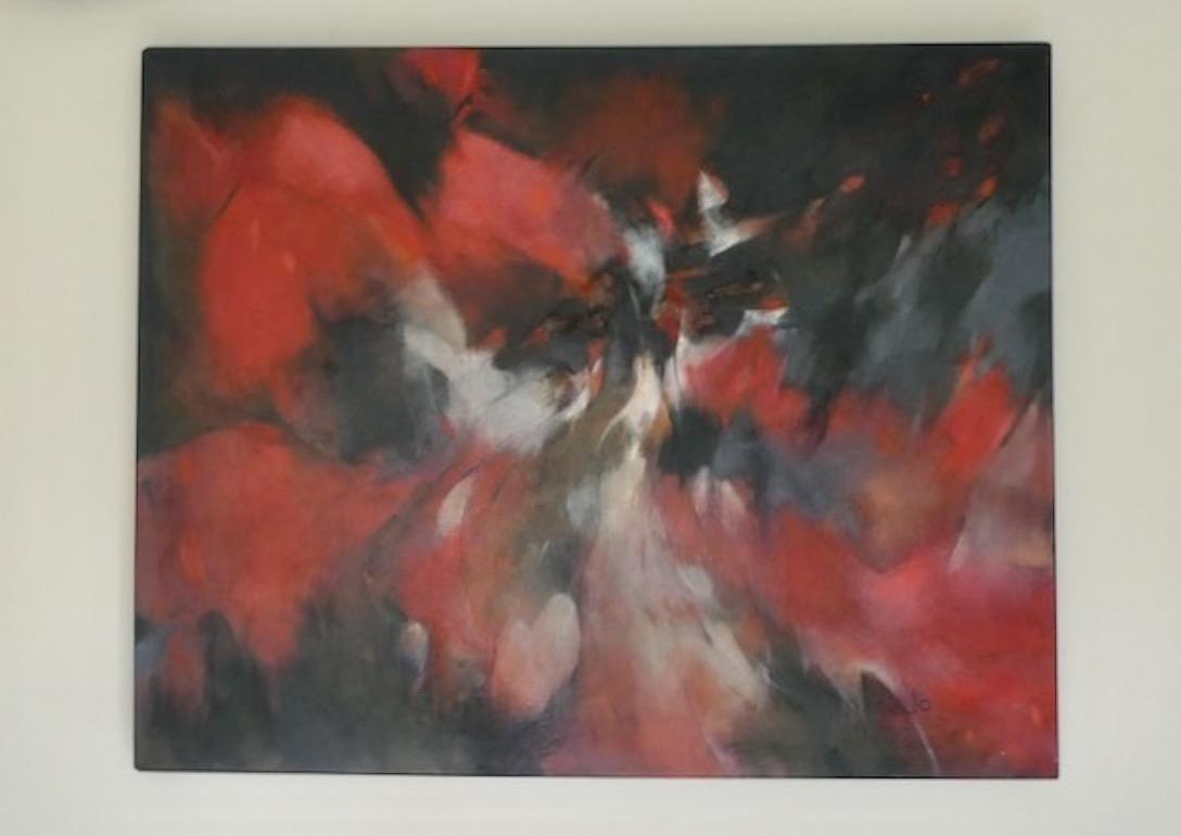 I'll See You Further On Up the Road, Original Abstract painting, Red, Acrylic  For Sale 2