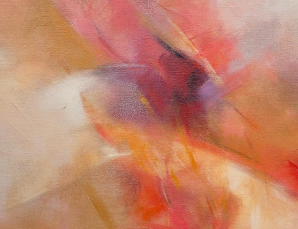 Indisches Sommer, Original abstraktes Gemälde, Mischtechnik, warme Farben, rot-orange im Angebot 1