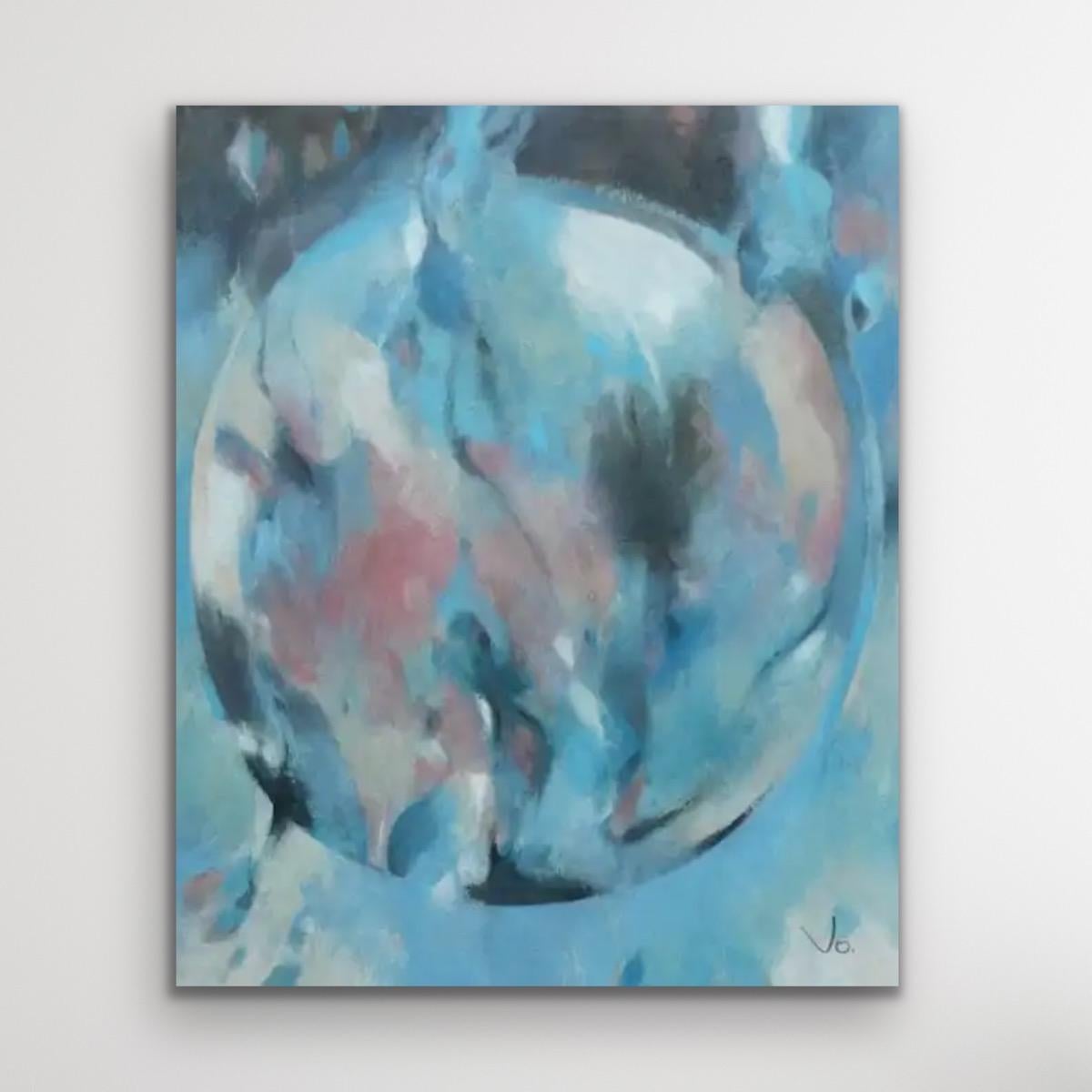 Into the Blues, Original abstraktes Gemälde, Öl auf Leinwand, Himmel und Wasserkunst – Painting von Jo Jenkins
