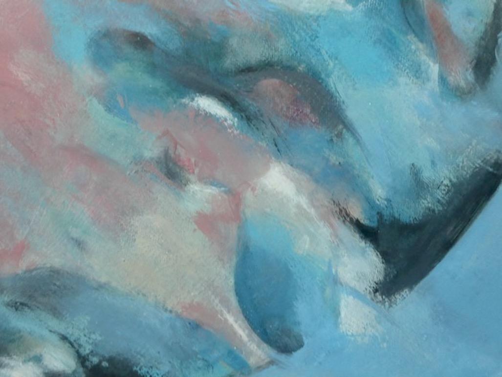 Into the Blues, Original abstraktes Gemälde, Öl auf Leinwand, Himmel und Wasserkunst (Blau), Landscape Painting, von Jo Jenkins
