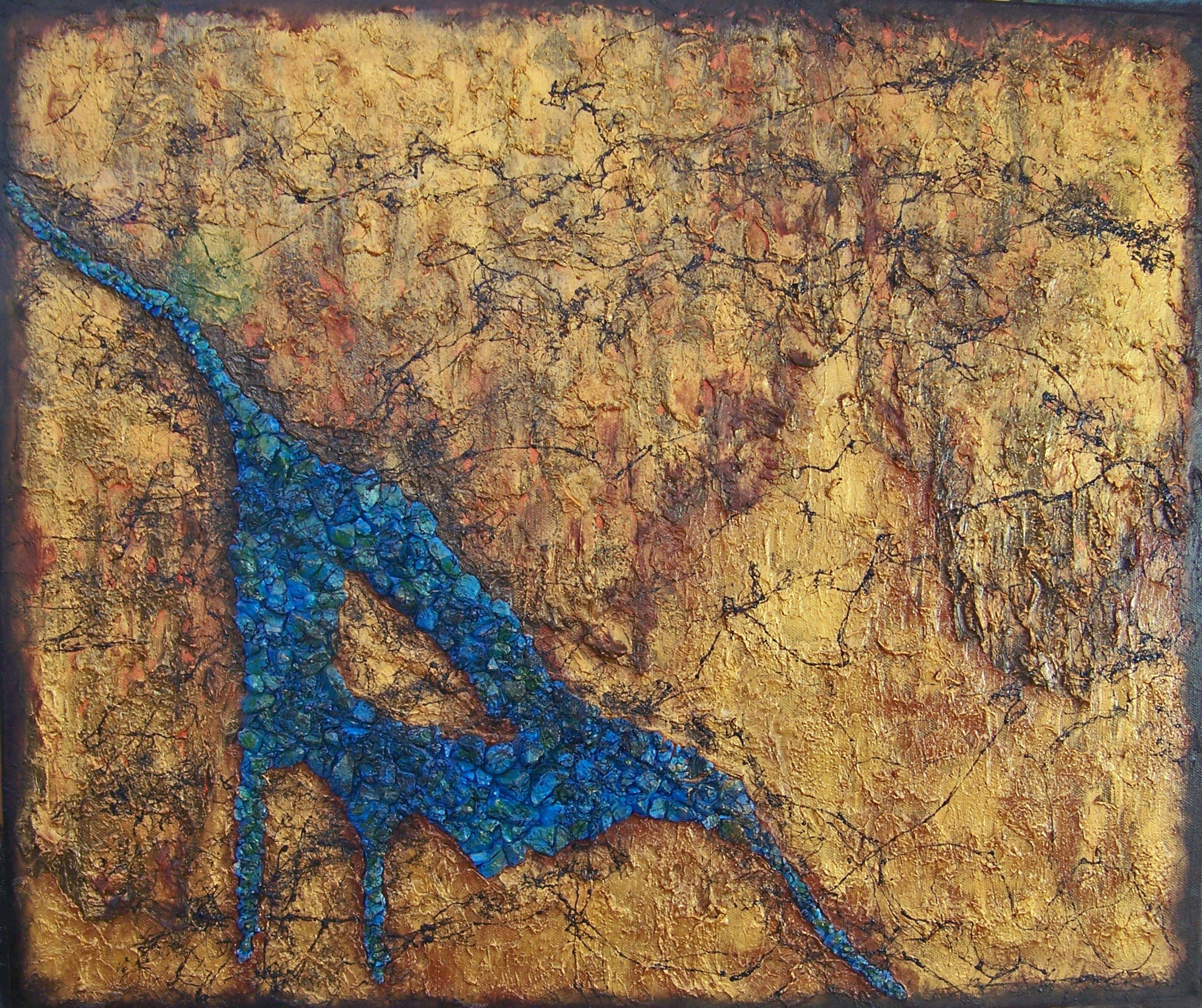 Jo Moore Abstract Painting – Arroyo Azul V, Gemälde, Öl auf Leinwand