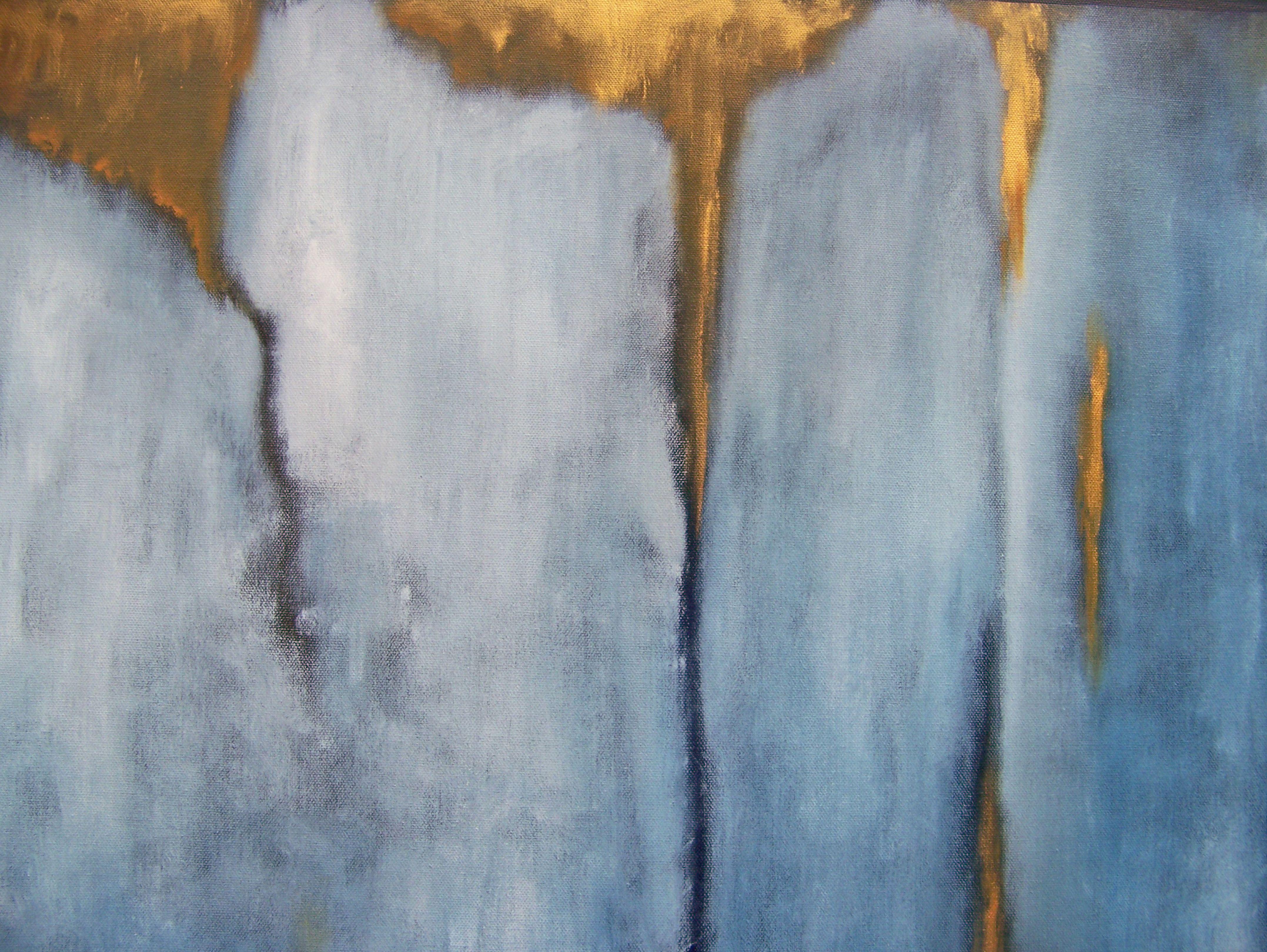 Bring the Morning On I, Painting, Oil on Canvas - Blue Abstract Painting by Jo Moore