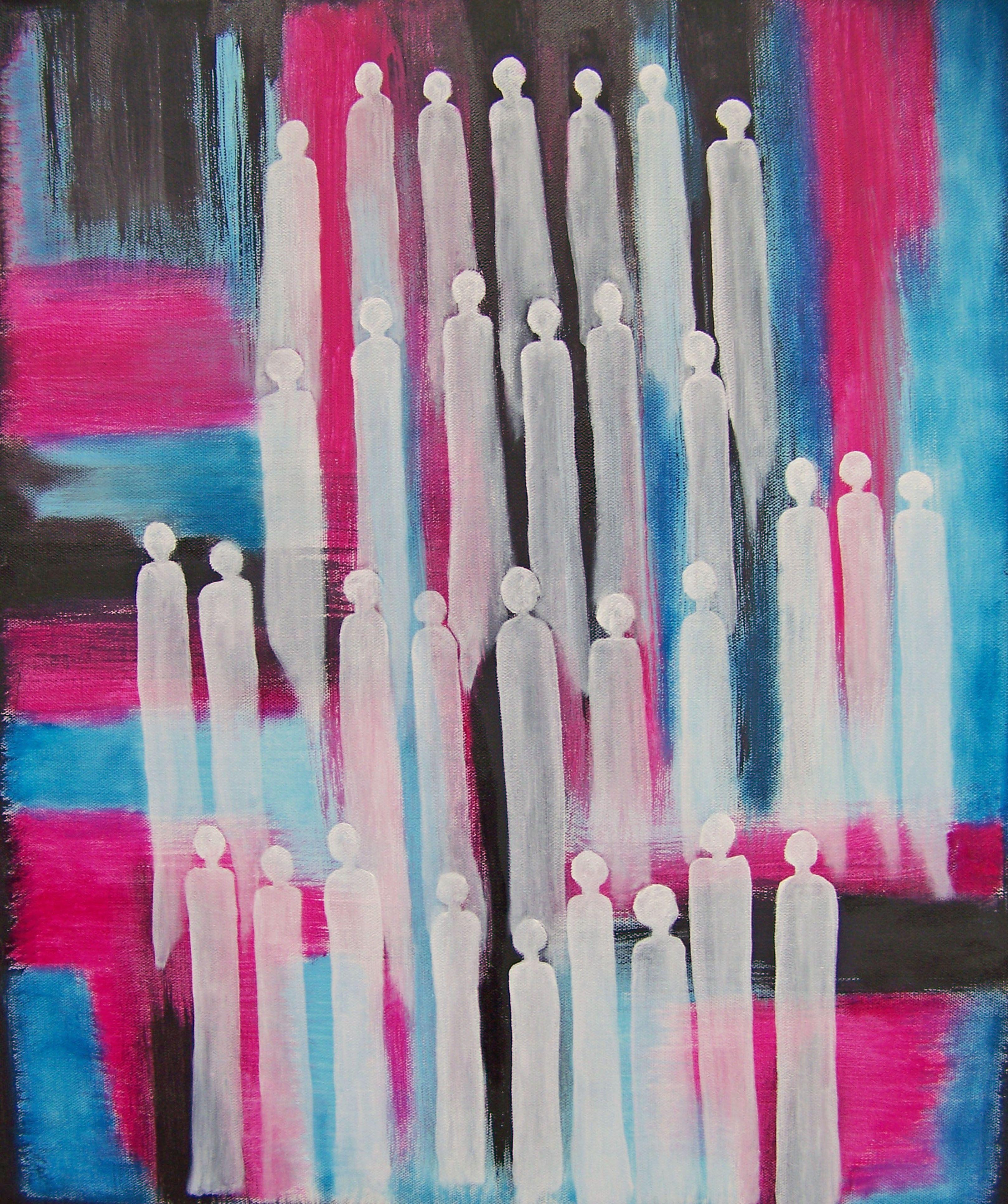 Jo Moore Abstract Painting - Gathering of Nations I, Painting, Oil on Canvas