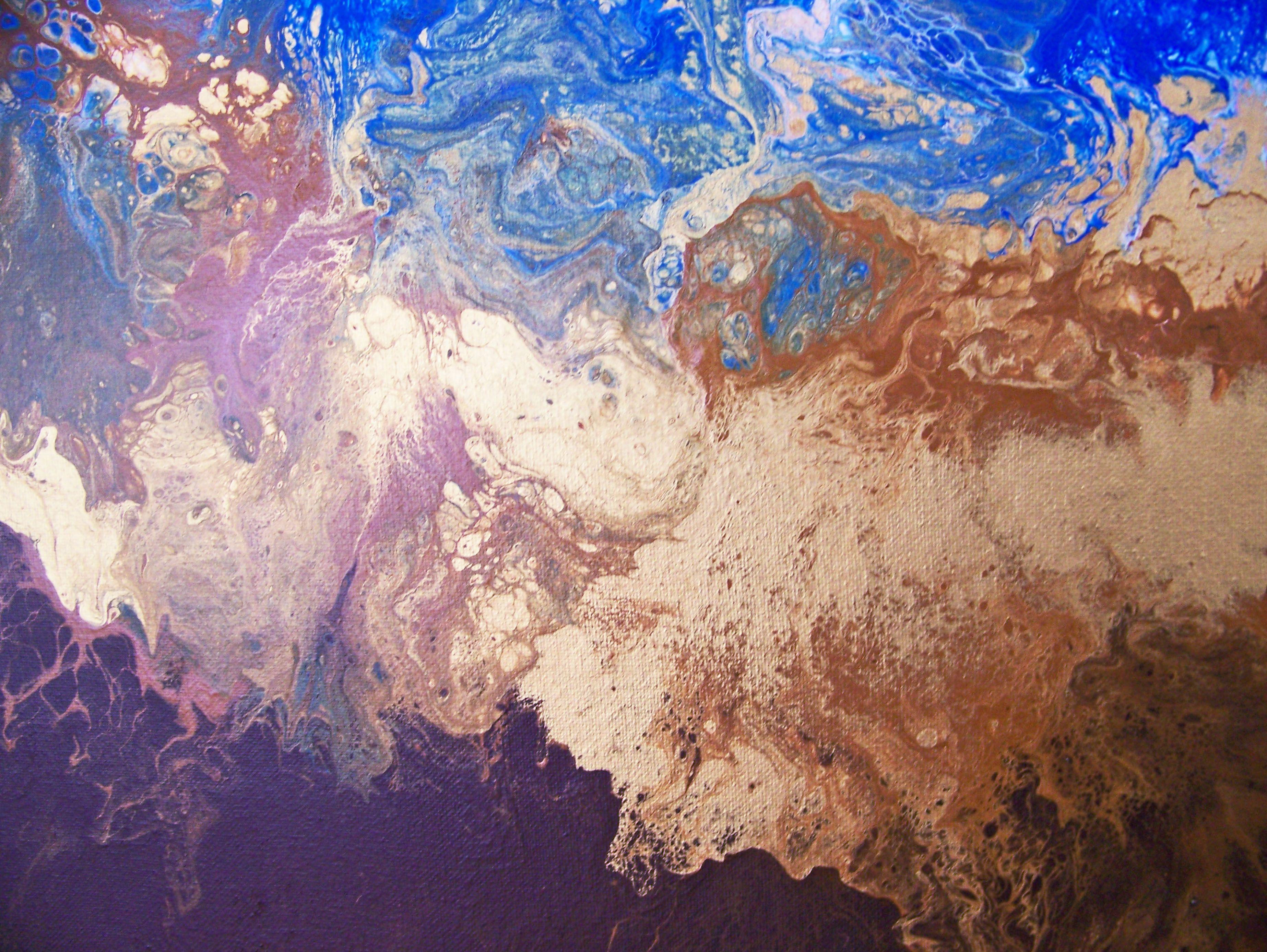 Oro all'orizzonte III, Pittura, Acrilico su tela - Abstract Painting Blu di Jo Moore