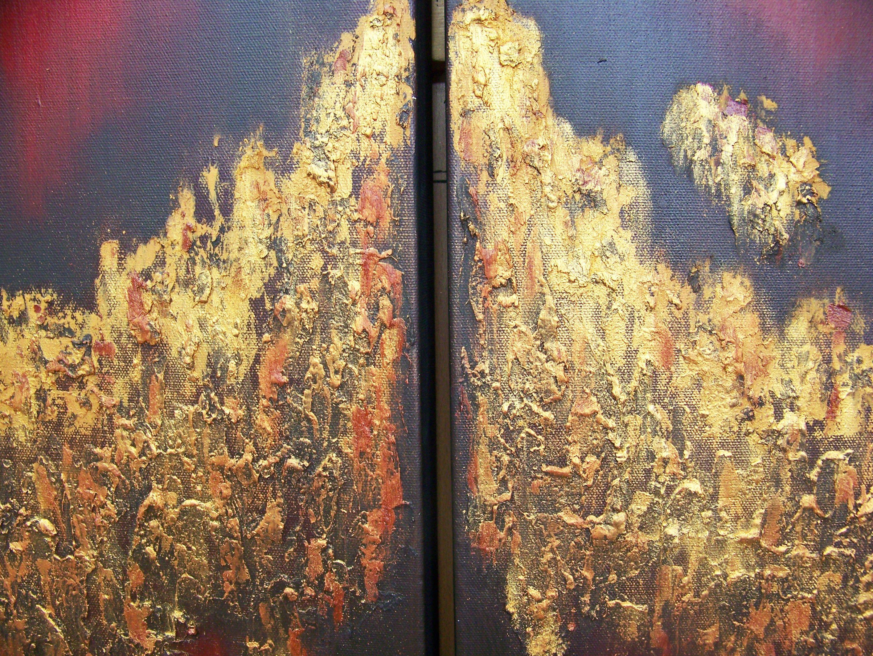 Golden Transition---Quadtychon, Gemälde, Öl auf Leinwand – Painting von Jo Moore