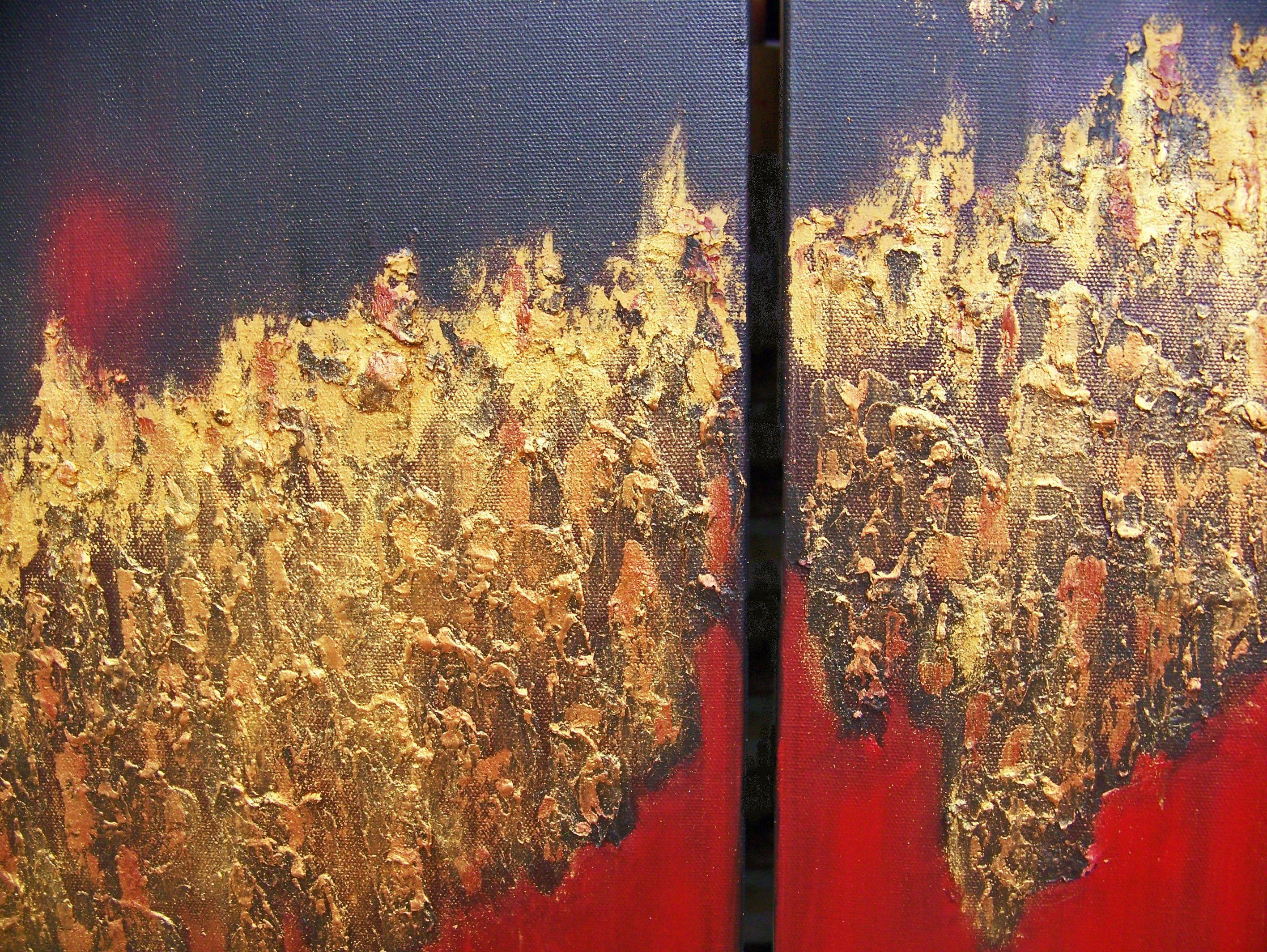 Golden Transition---Quadtychon, Gemälde, Öl auf Leinwand (Abstrakt), Painting, von Jo Moore