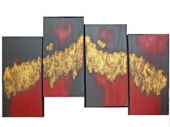 Golden Transition---Quadtychon, Gemälde, Öl auf Leinwand