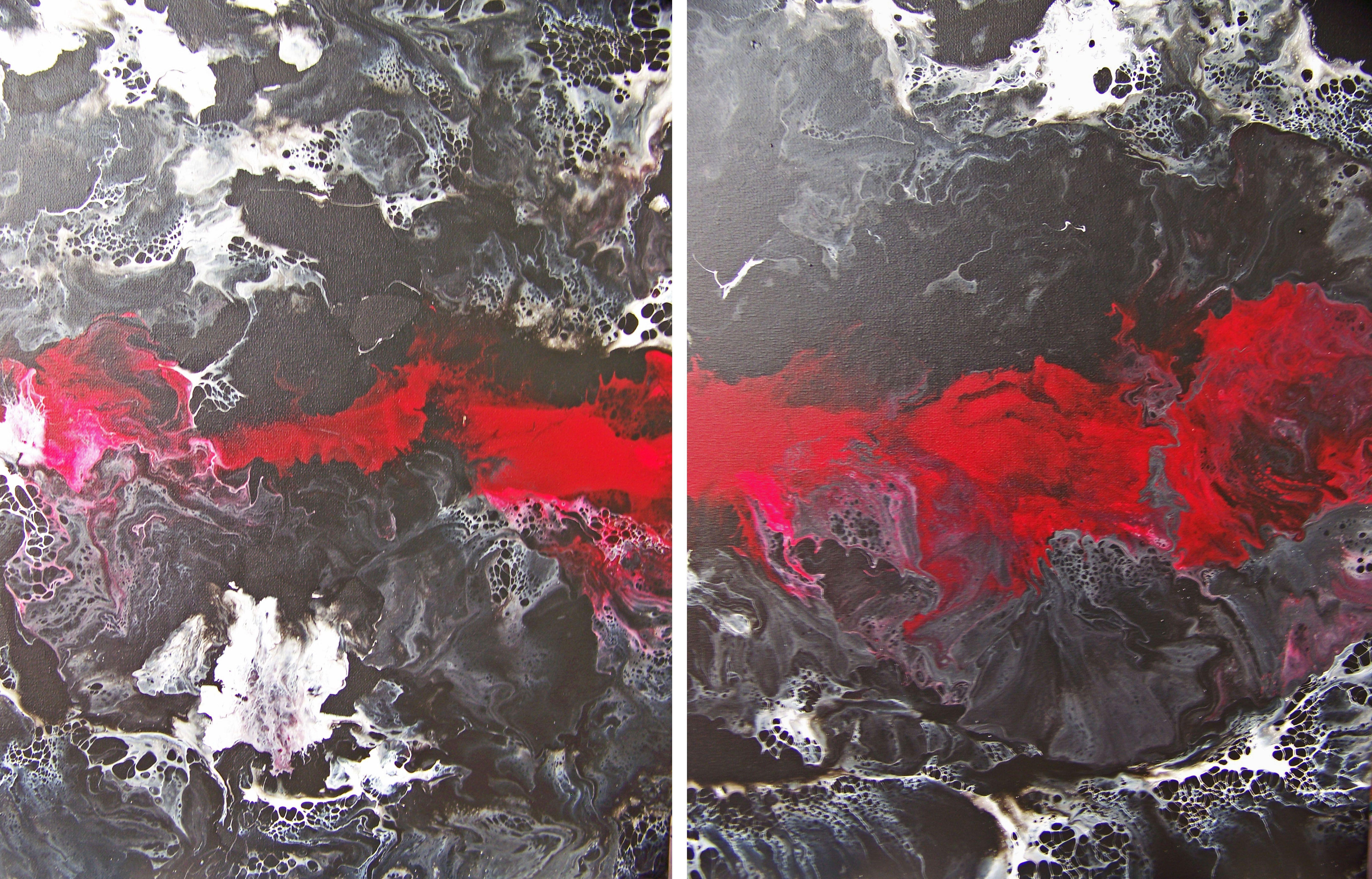 Jo Moore Abstract Painting - Here Comes the Night I-Diptych, Painting, Oil on Canvas