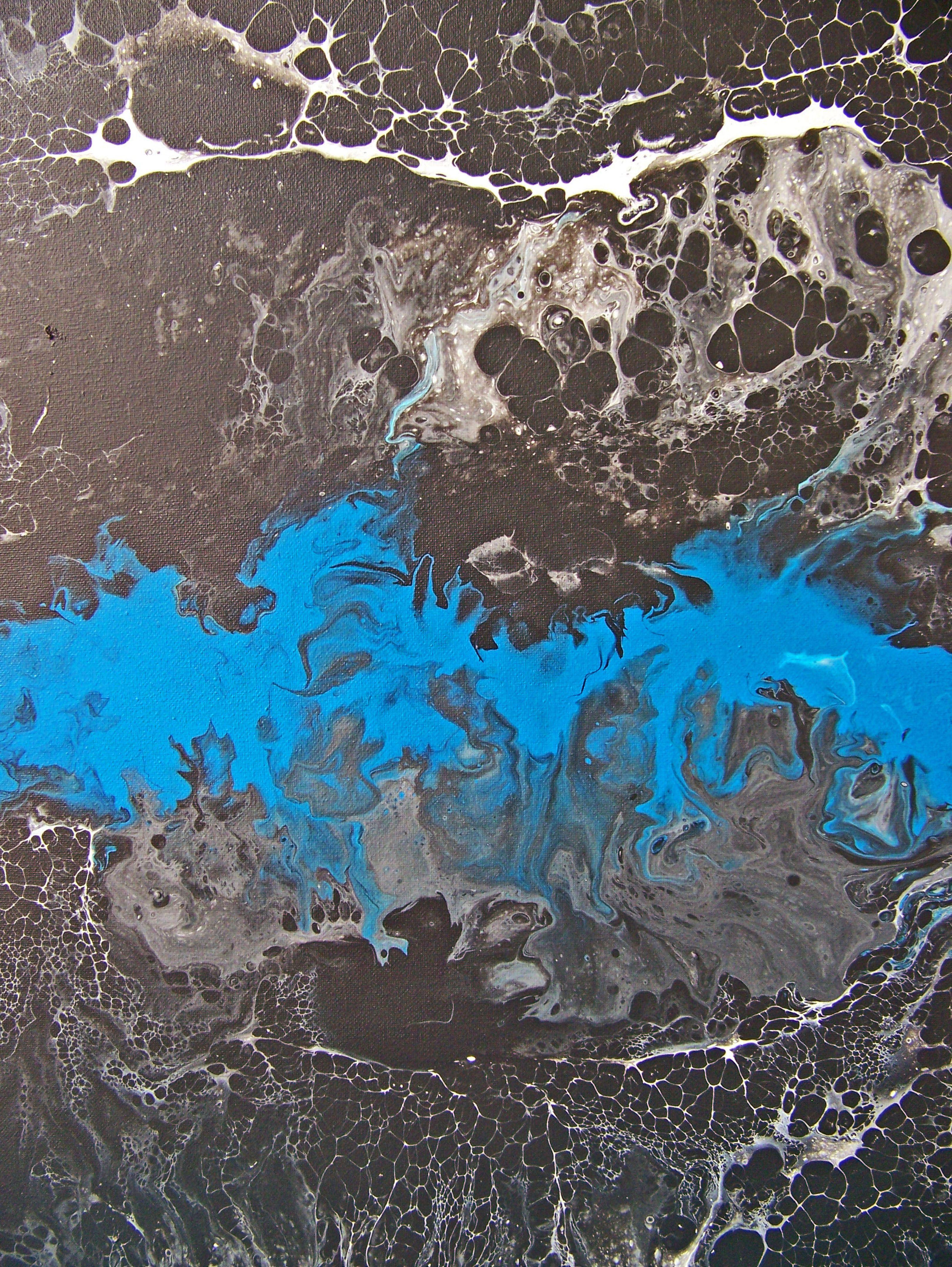 Ahí viene la noche II--Tríptico Azul, Pintura, Óleo sobre lienzo - Painting de Jo Moore