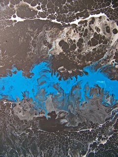 Here Comes the Night II--Blue Triptych, Painting, Oil on Canvas
