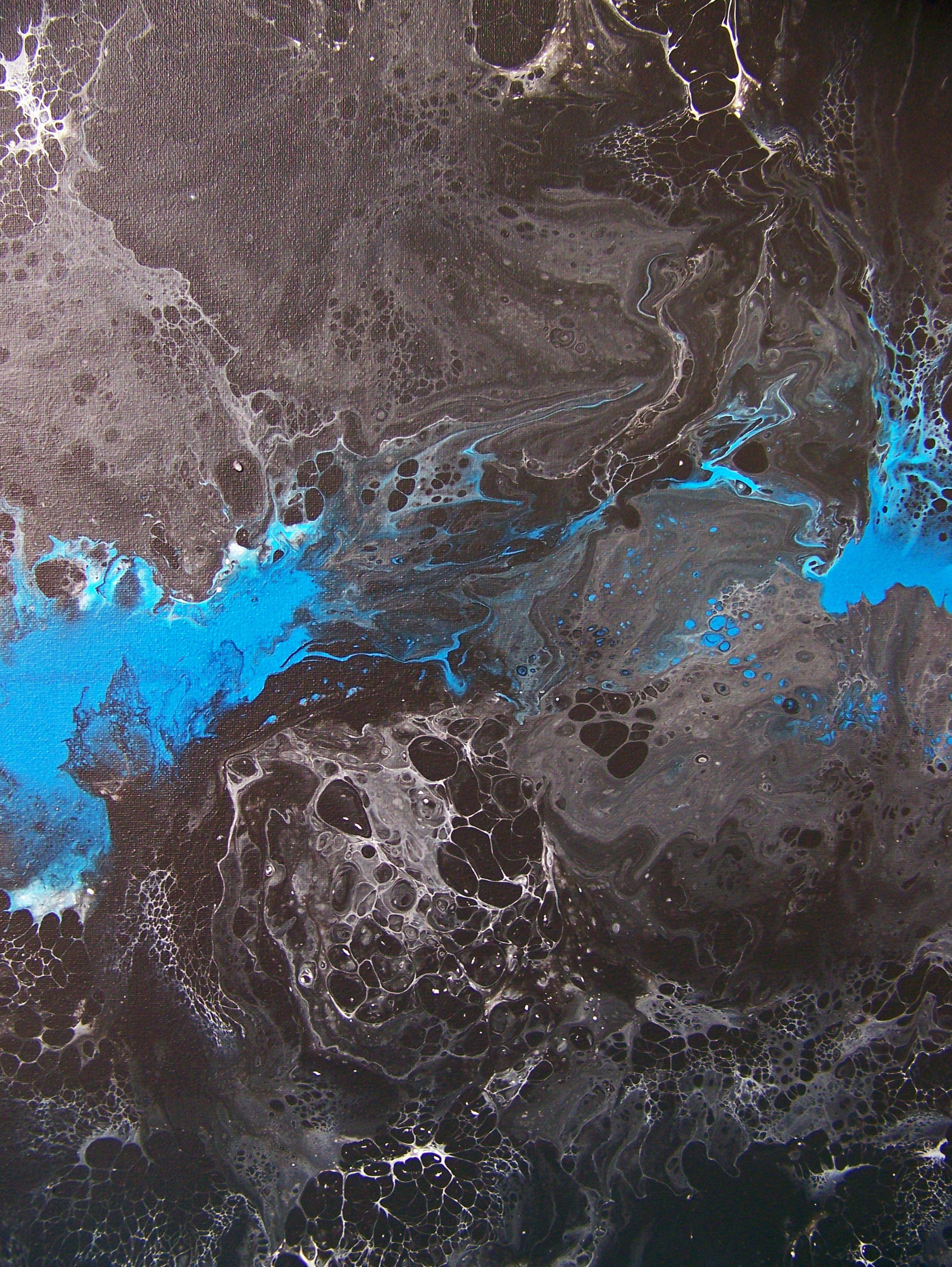 Ahí viene la noche II--Tríptico Azul, Pintura, Óleo sobre lienzo - Painting Abstracto de Jo Moore
