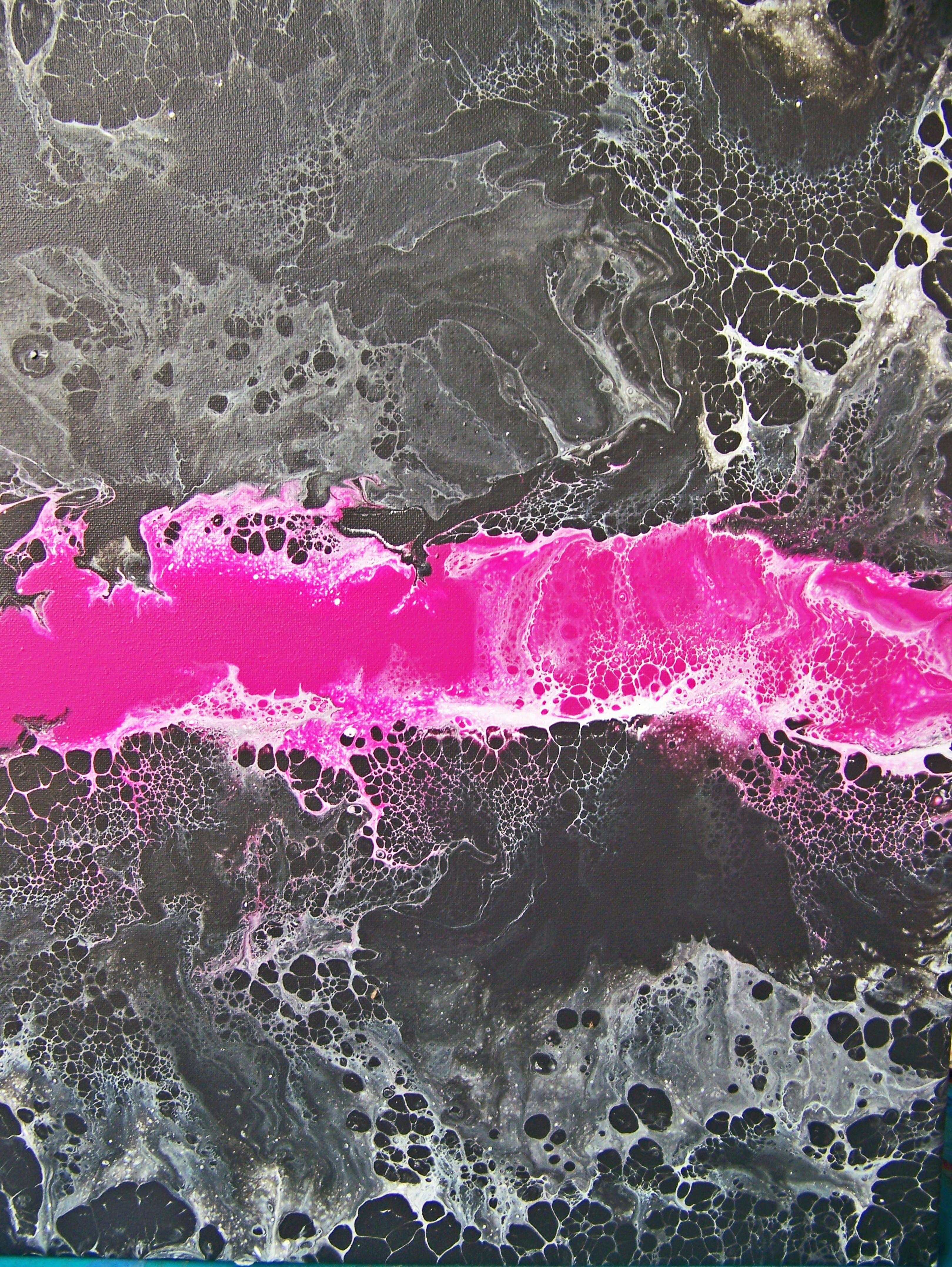 Here Comes the Night III-Magenta Triptych, Painting, Oil on Canvas For Sale 1