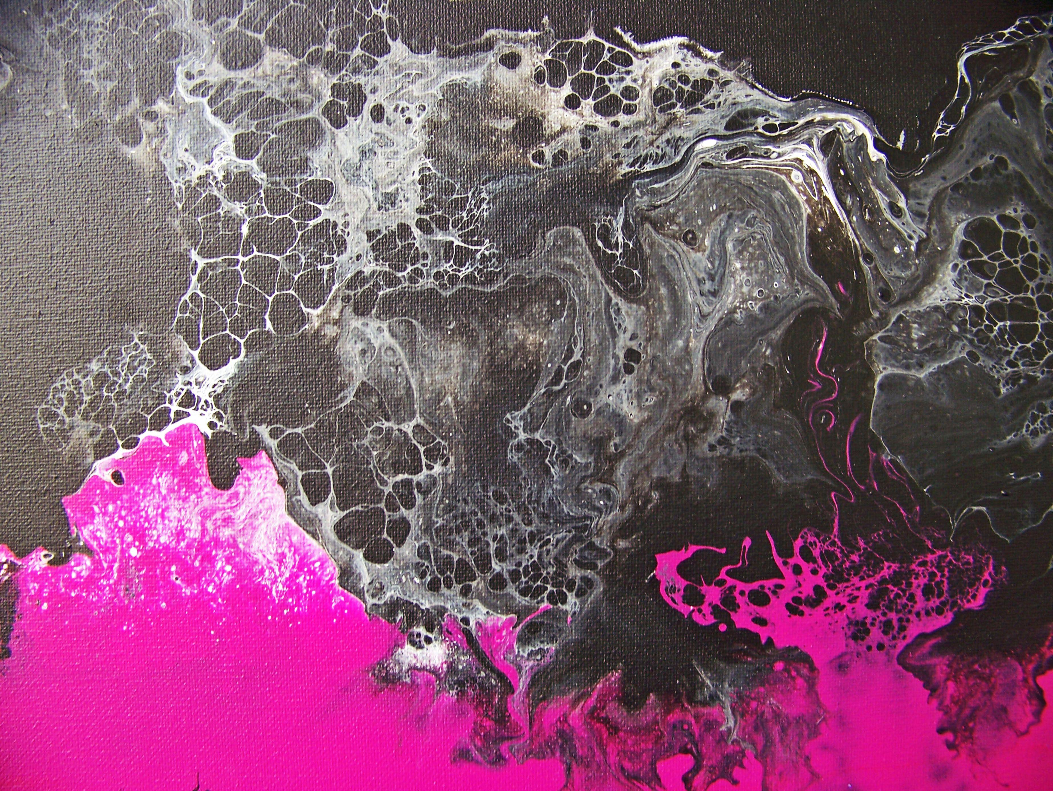 Here Comes the Night III-Magenta Triptych, Painting, Oil on Canvas For Sale 2