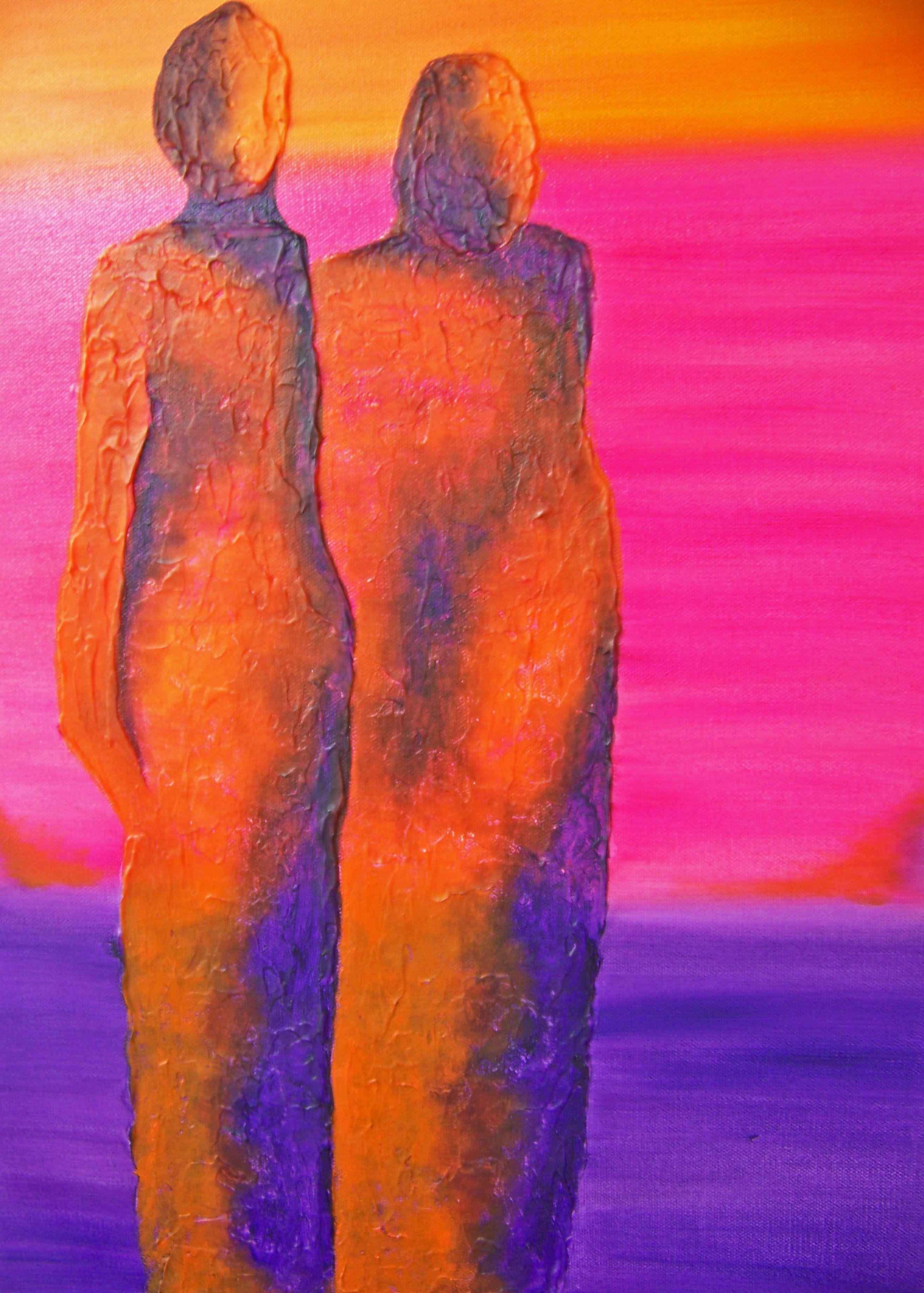 Ombre di luna I, Pittura, Olio su tela - Painting Astratto di Jo Moore