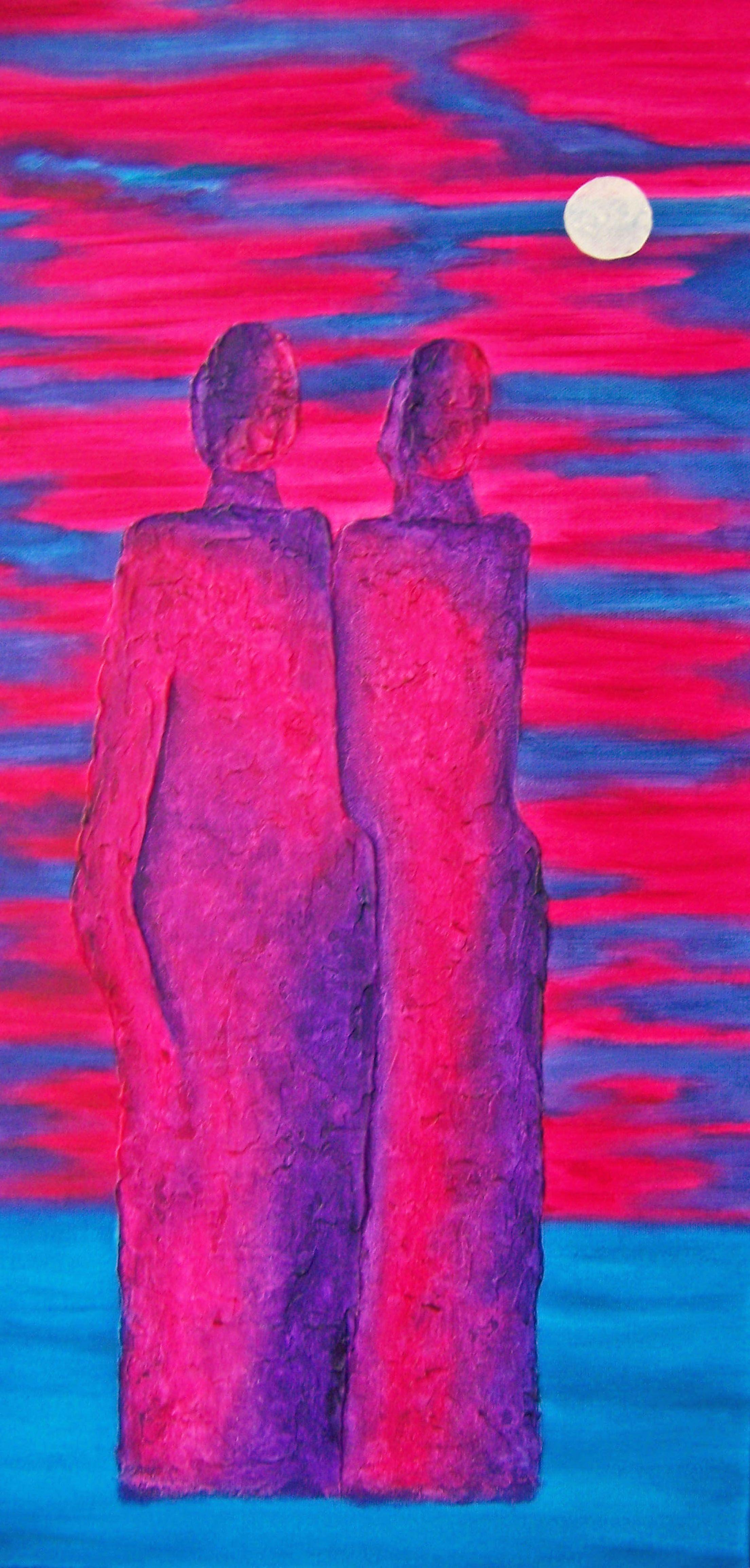 Abstract Painting di Jo Moore - Ombre di luna III, Pittura, Olio su tela
