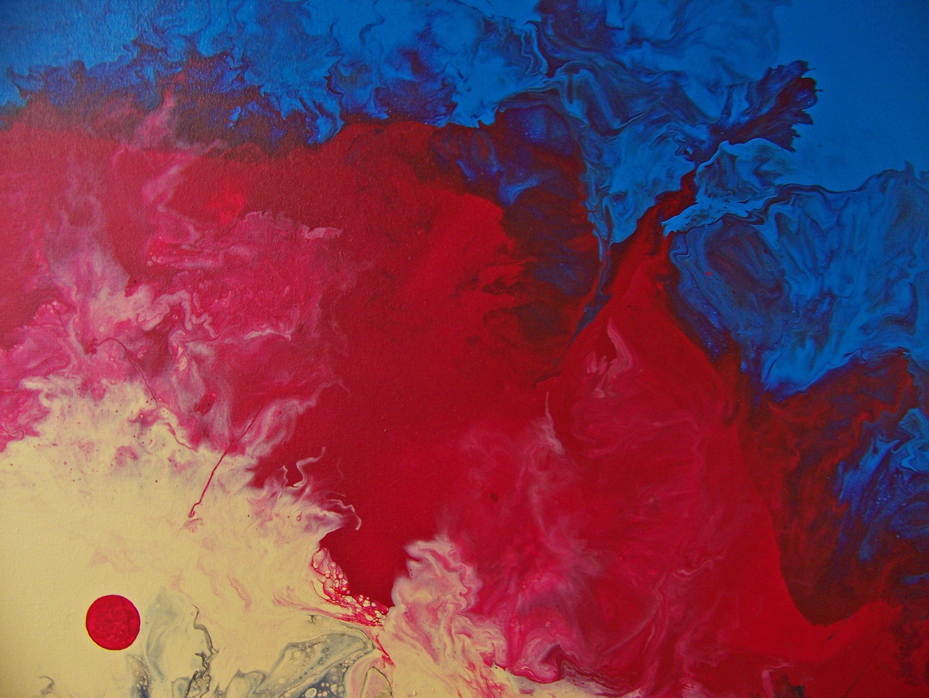 Morning Glow II, Painting, Oil on Canvas - Red Abstract Painting by Jo Moore