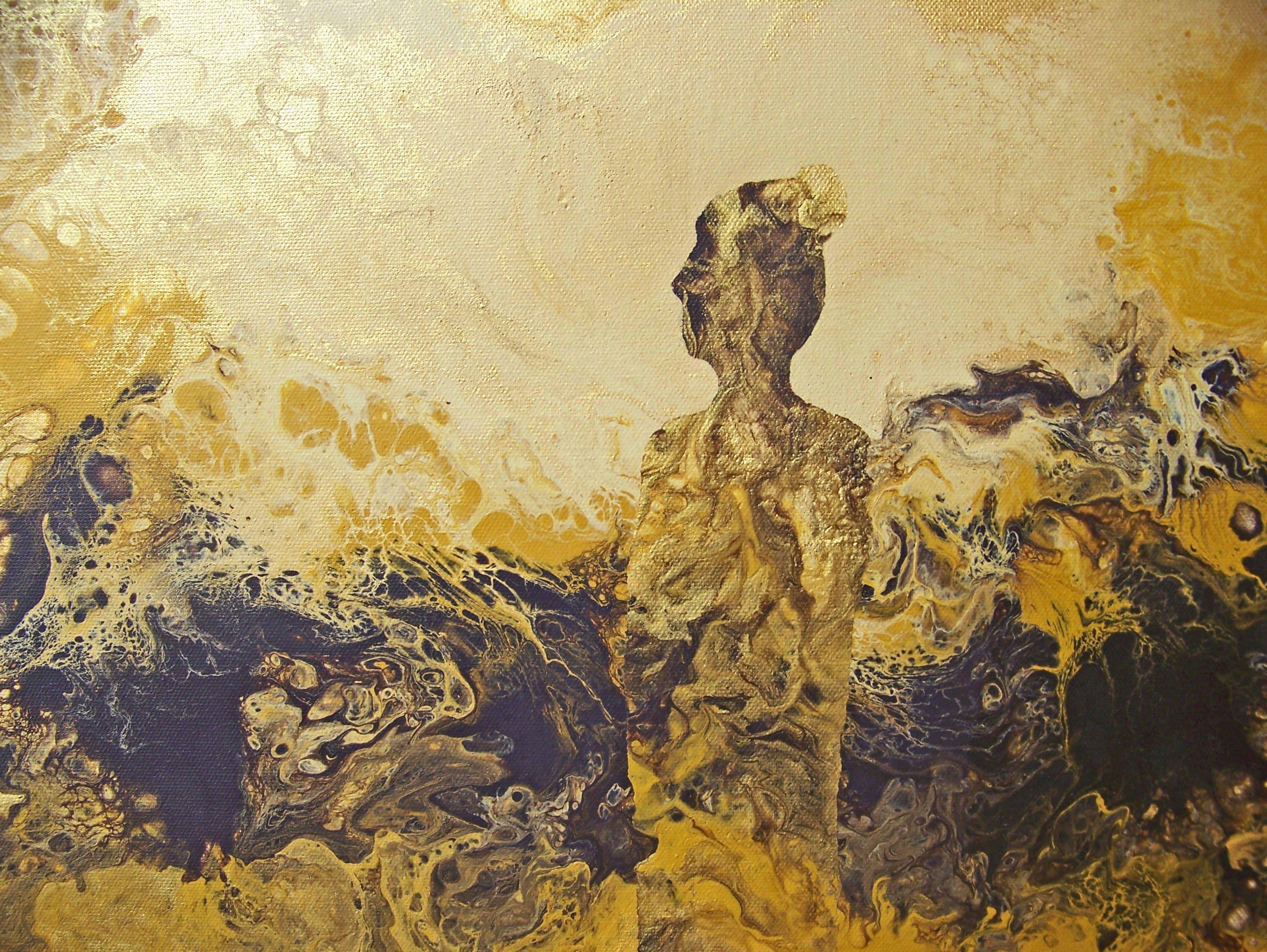 Muse Doree' (Golden Muse), Painting, Oil on Canvas For Sale 2