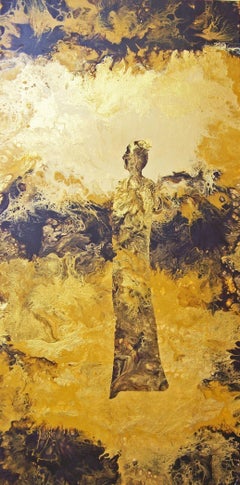 Peinture à l'huile sur toile « Muse Doree » (muse dorée)