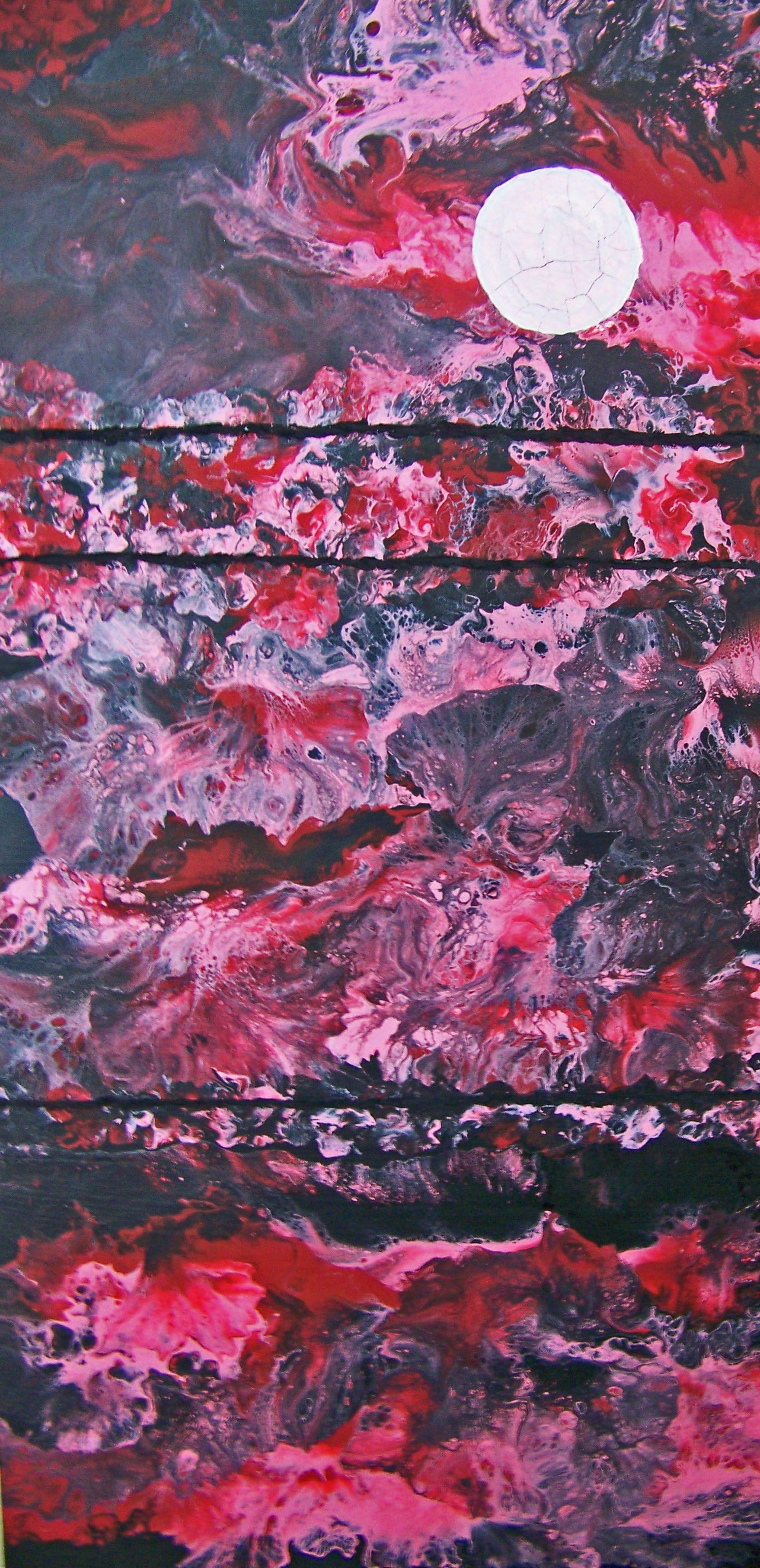 Abstract Painting di Jo Moore - La notte chiama X, Pittura, Acrilico su tela