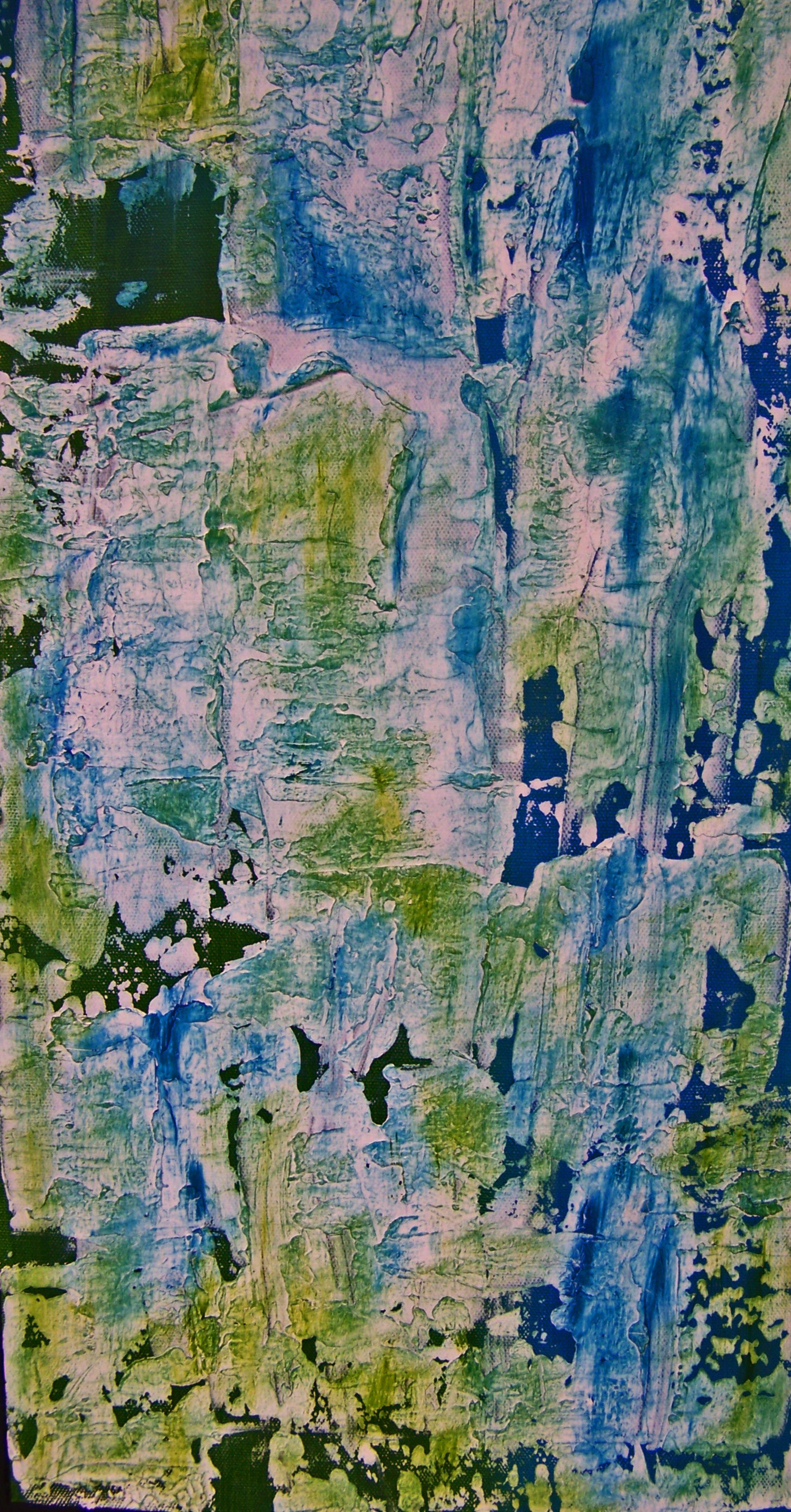 L'estate di Santa Fe - Trittico, Pittura, Olio su tela - Abstract Painting Blu di Jo Moore