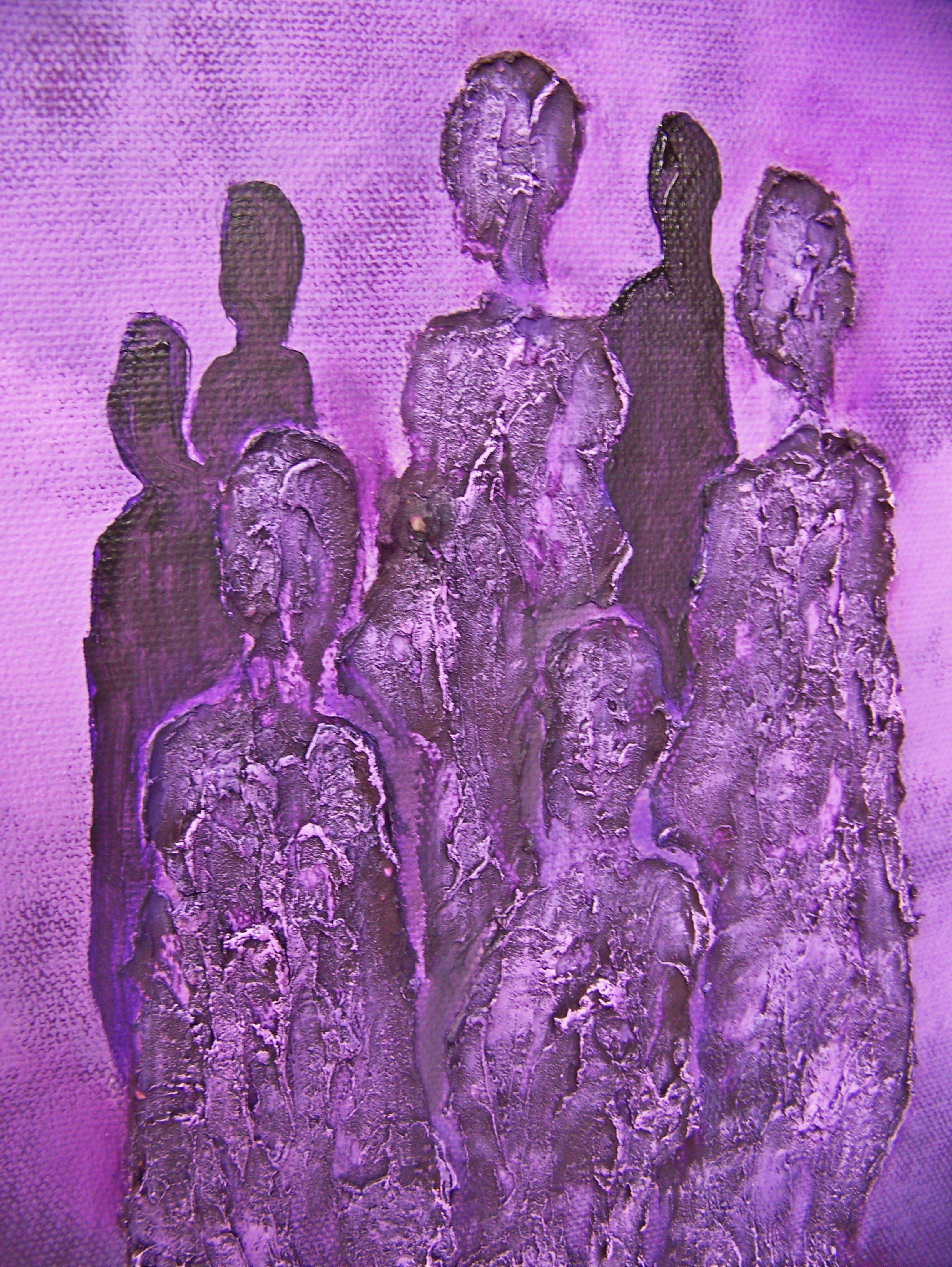 Cantanti Sciamani V, Pittura, Olio su tela - Painting Astratto di Jo Moore