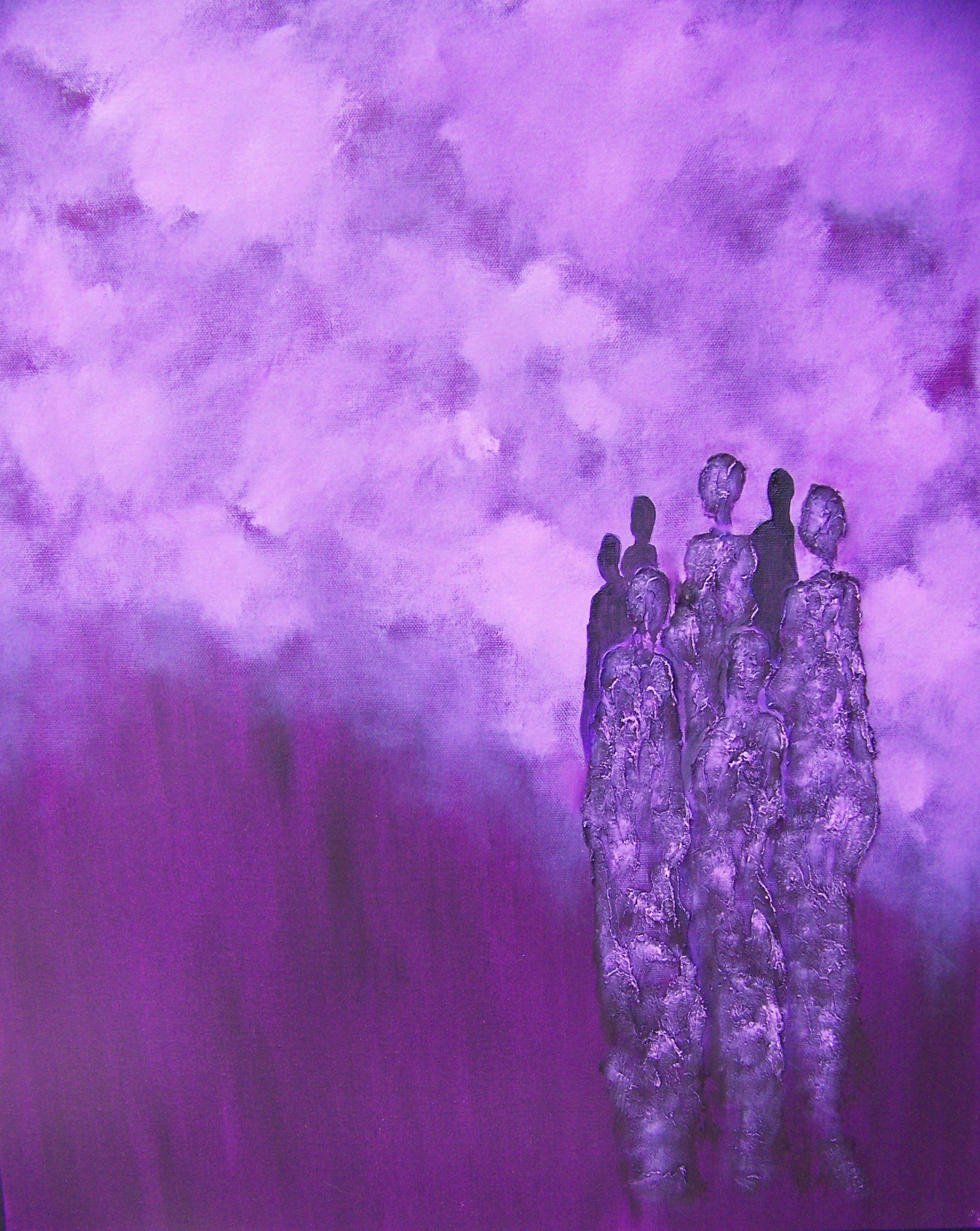 Abstract Painting di Jo Moore - Cantanti Sciamani V, Pittura, Olio su tela
