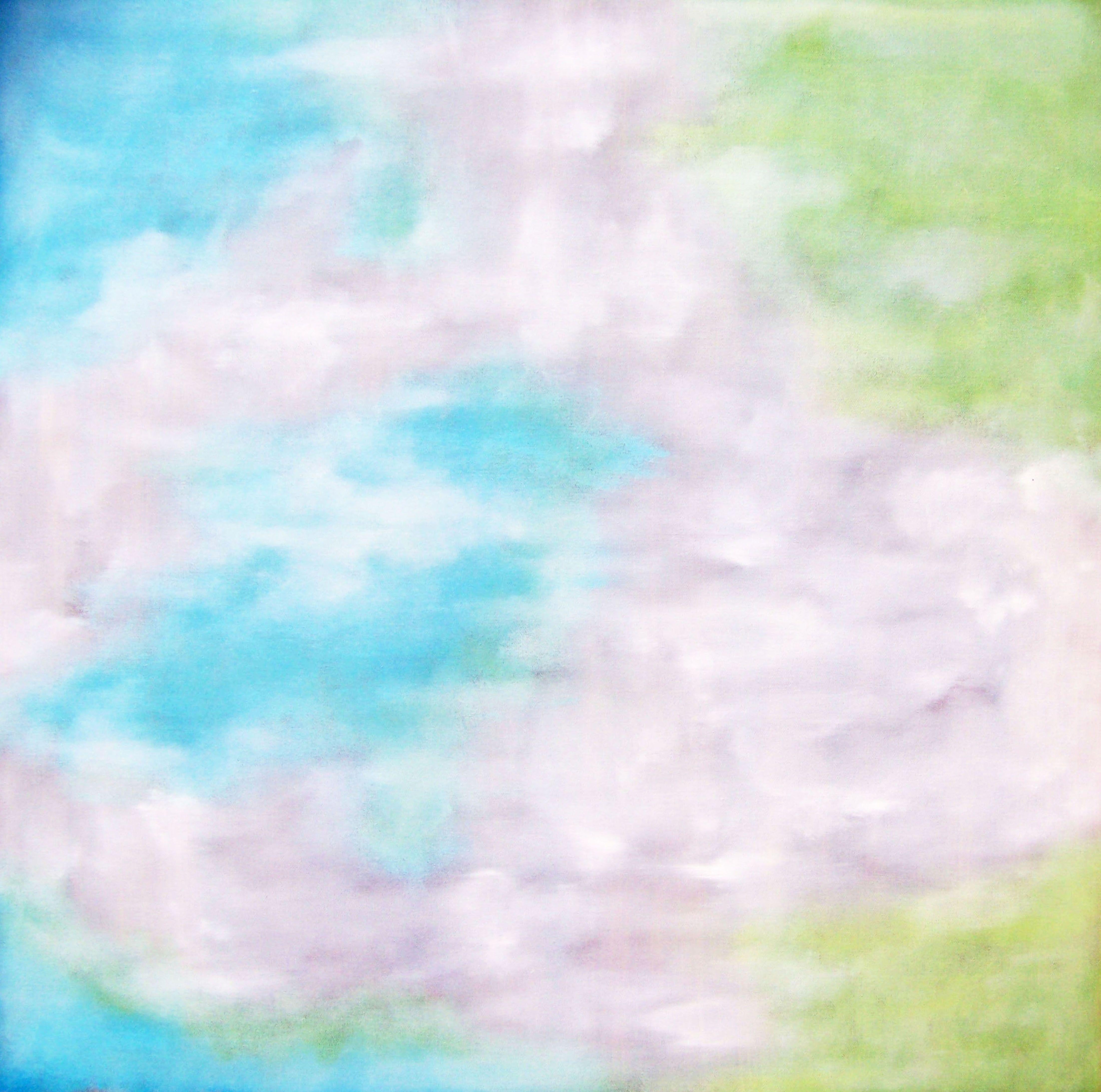 Jo Moore Abstract Painting - Softly Waking in Blue and Green, Painting, Oil on Canvas