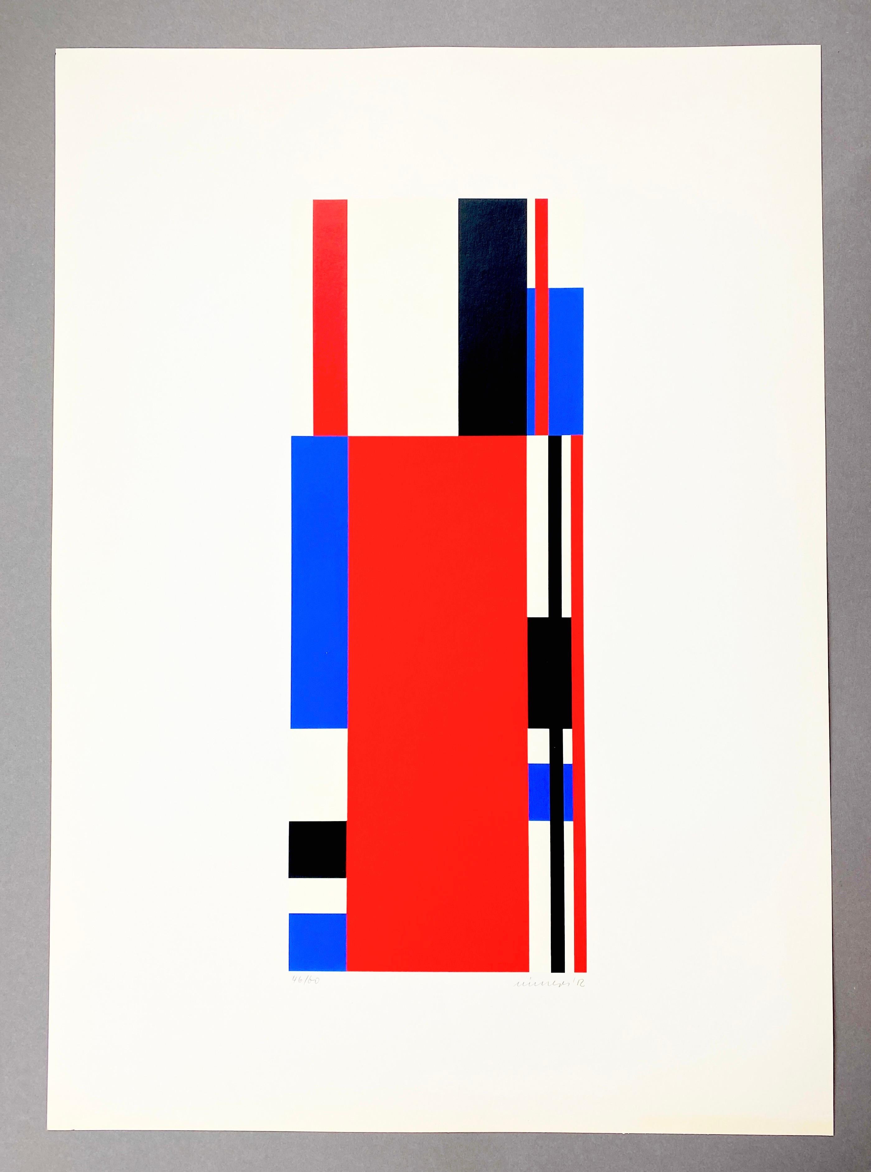 Print, Serigraph on paper with the size 70 × 50 × 0.1 cm 27.6 × 19.7 × 0.1 in
Edition of 60, hand-signed by artist in pencil. Printed by Edition Partanen, Schluchsee (Germany) 

Jo Niemeyer is a concrete artist and designer (the concrete movement