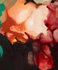 Sanctum Forest - Acrylic Abstract on Linen, Green, Orange, Red