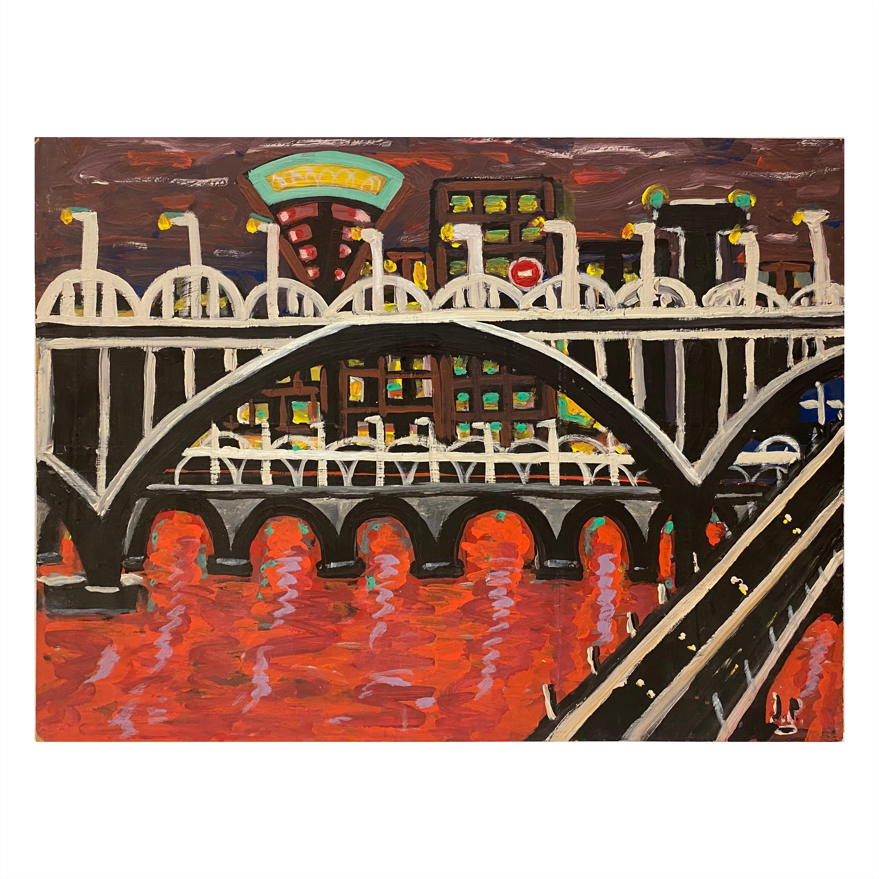 Jo Patch Contemporary Oil Painting Titled "Riviere Rouge" or Red River