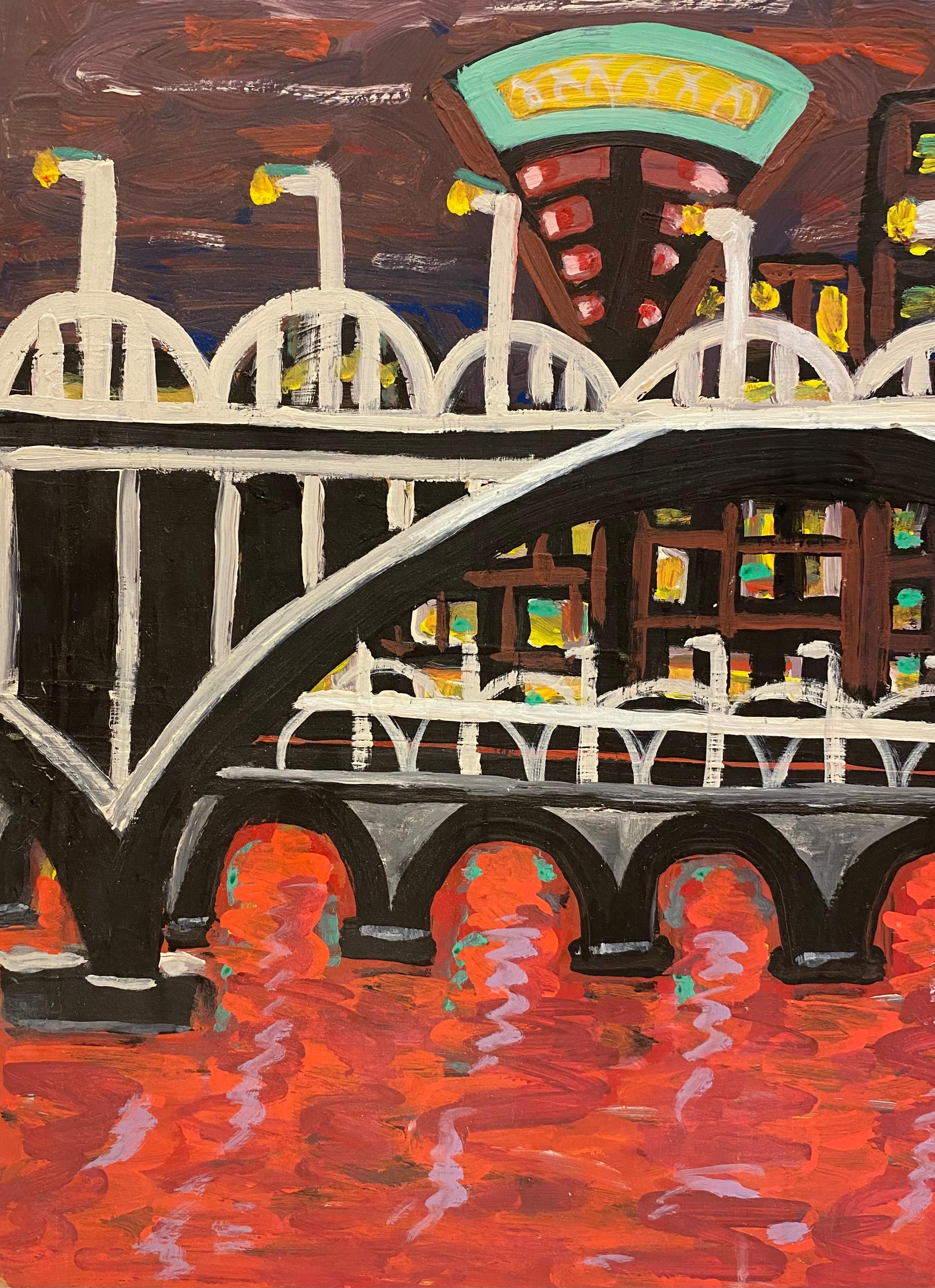 Peinture à l'huile contemporaine de Jo Patch intitulée « River Rouge » ou « River Red » Bon état - En vente à Miami, FL