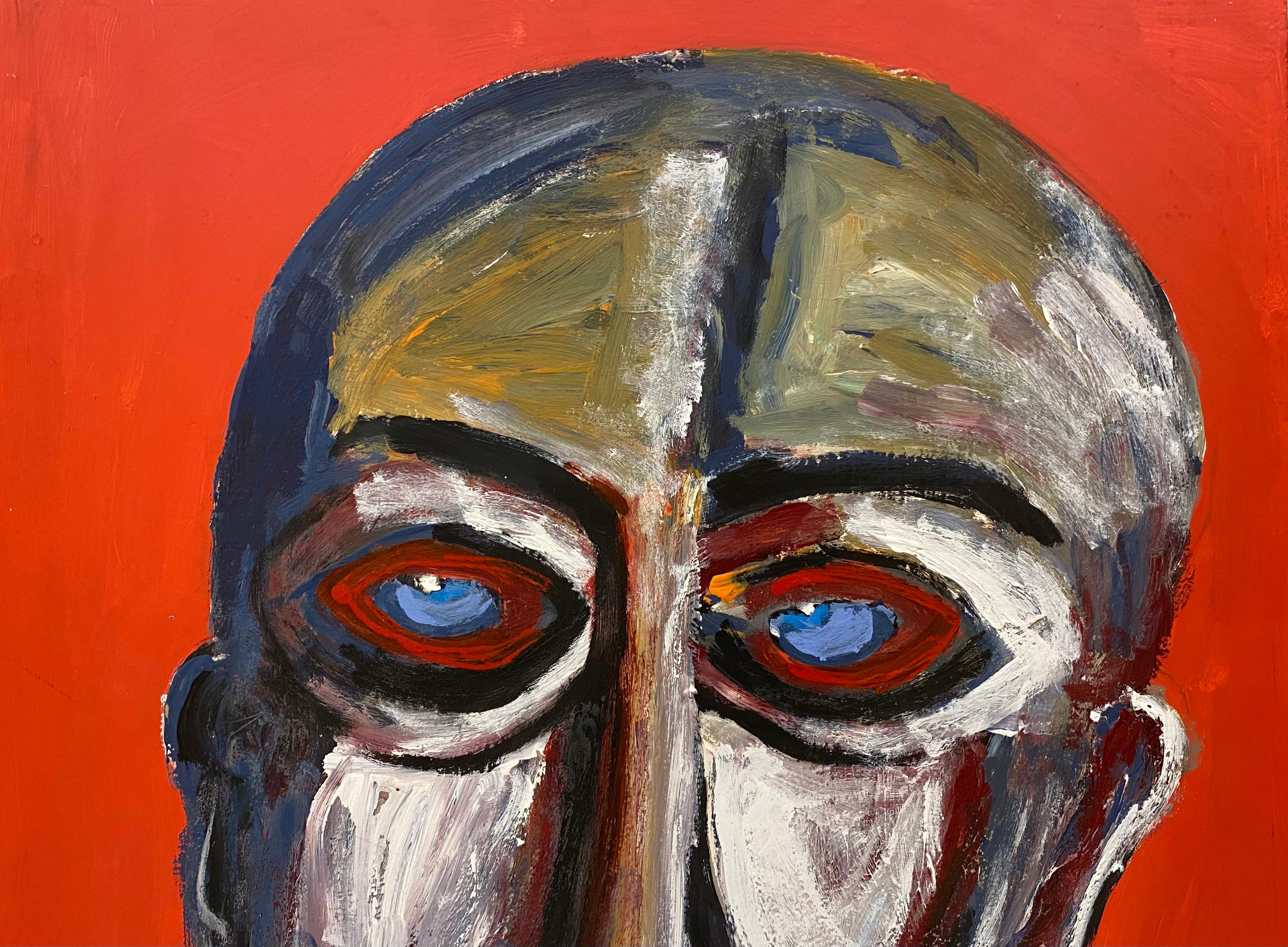 Jo Patch, Öl auf Karton, Gemälde mit dem Titel „l''Aveugle“, Der Blinde im Zustand „Gut“ im Angebot in Miami, FL