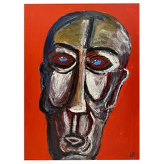 Peinture à l'huile sur panneau intitulée l''Aveugle, The Blind, de Jo Patch