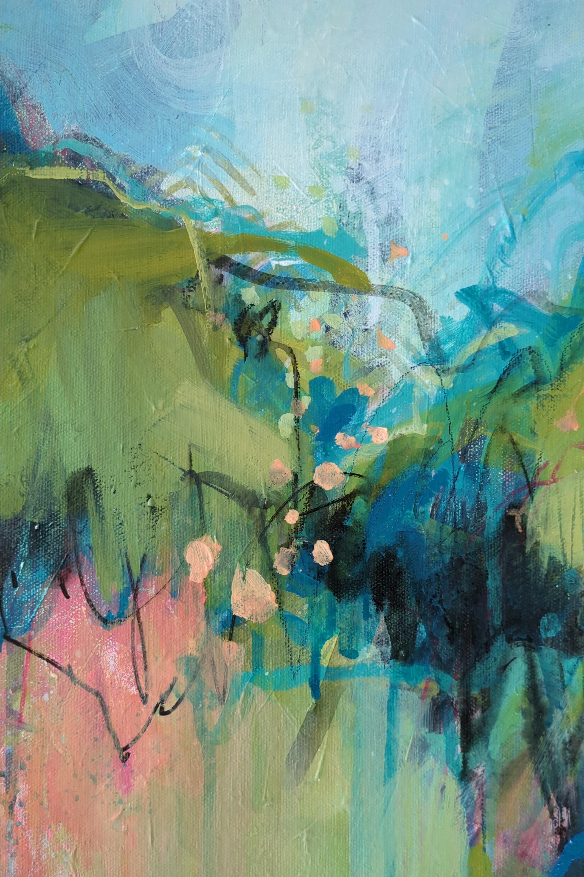 Olive Papaya, Original painting, Landscape, Abstract, Abstract art - Painting by Jo Perkins