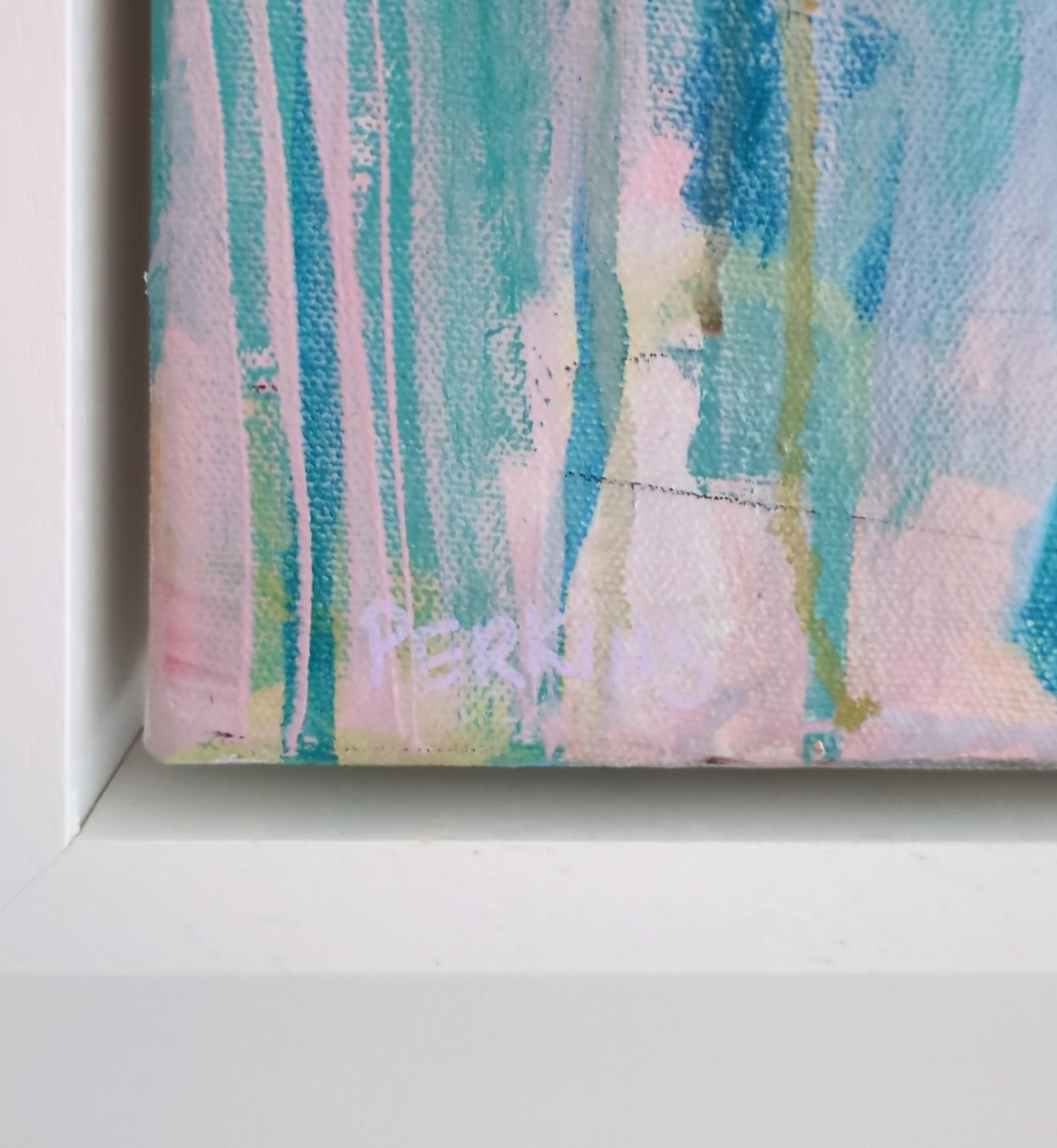 Peintures originales de Periwinkle Wanderings, abstraits, modernes et techniques mixtes - Bleu Abstract Painting par Jo Perkins
