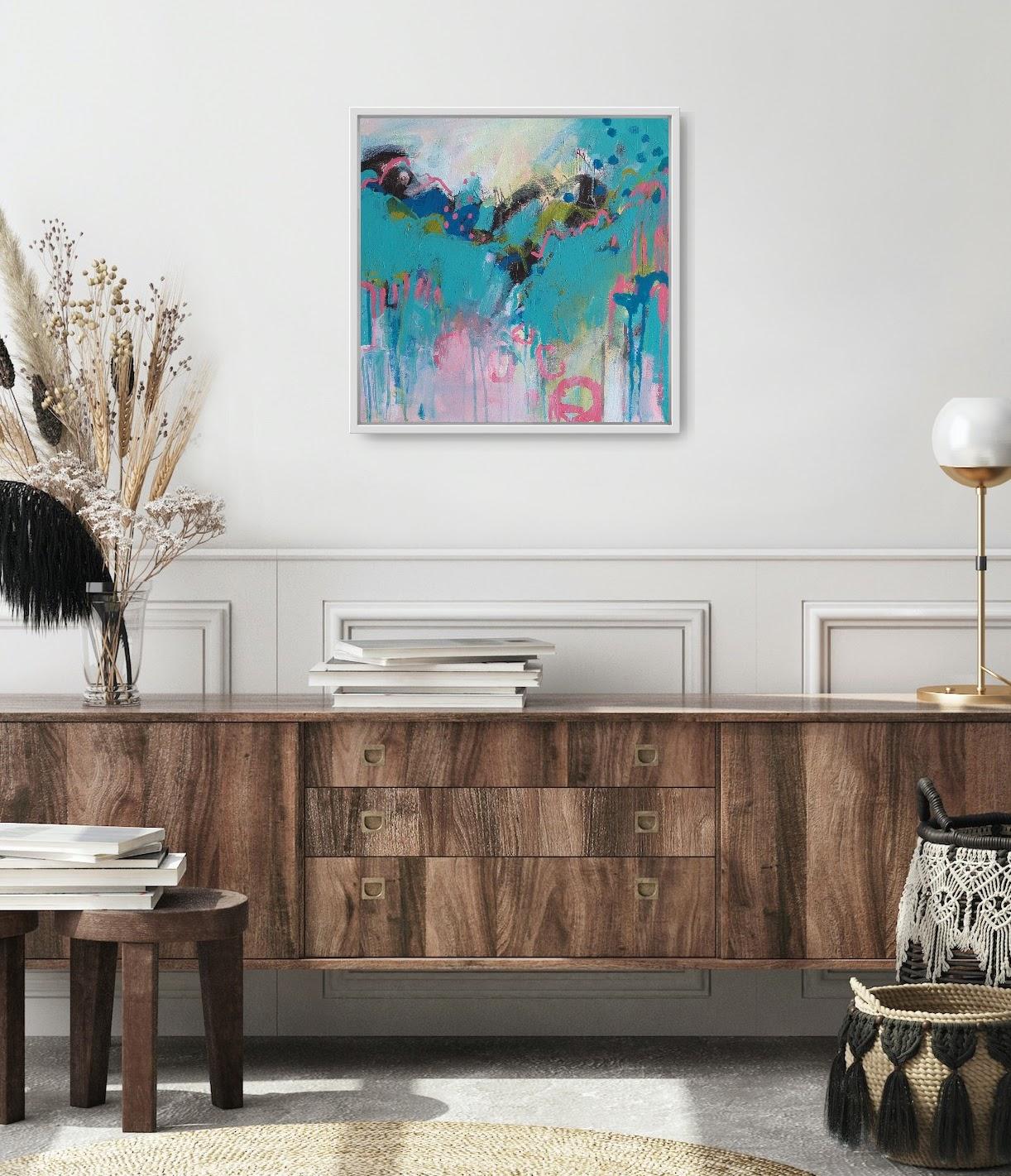 Peintures originales de Periwinkle Wanderings, abstraits, modernes et techniques mixtes en vente 3