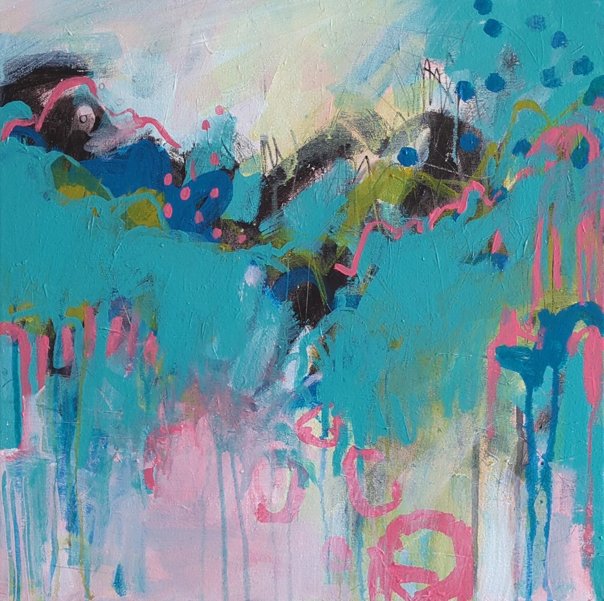 Abstract Painting Jo Perkins - Peintures originales de Periwinkle Wanderings, abstraits, modernes et techniques mixtes