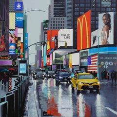 7th Avenue, NY - original cityscape impressionism painting-contemporary Art