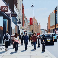 Pomeriggio di shopping a Knightsbridge - quadro originale - arte contemporanea del realismo