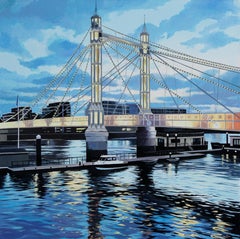 Evening Light, Albert Bridge - original painting -contemporary realism artwork