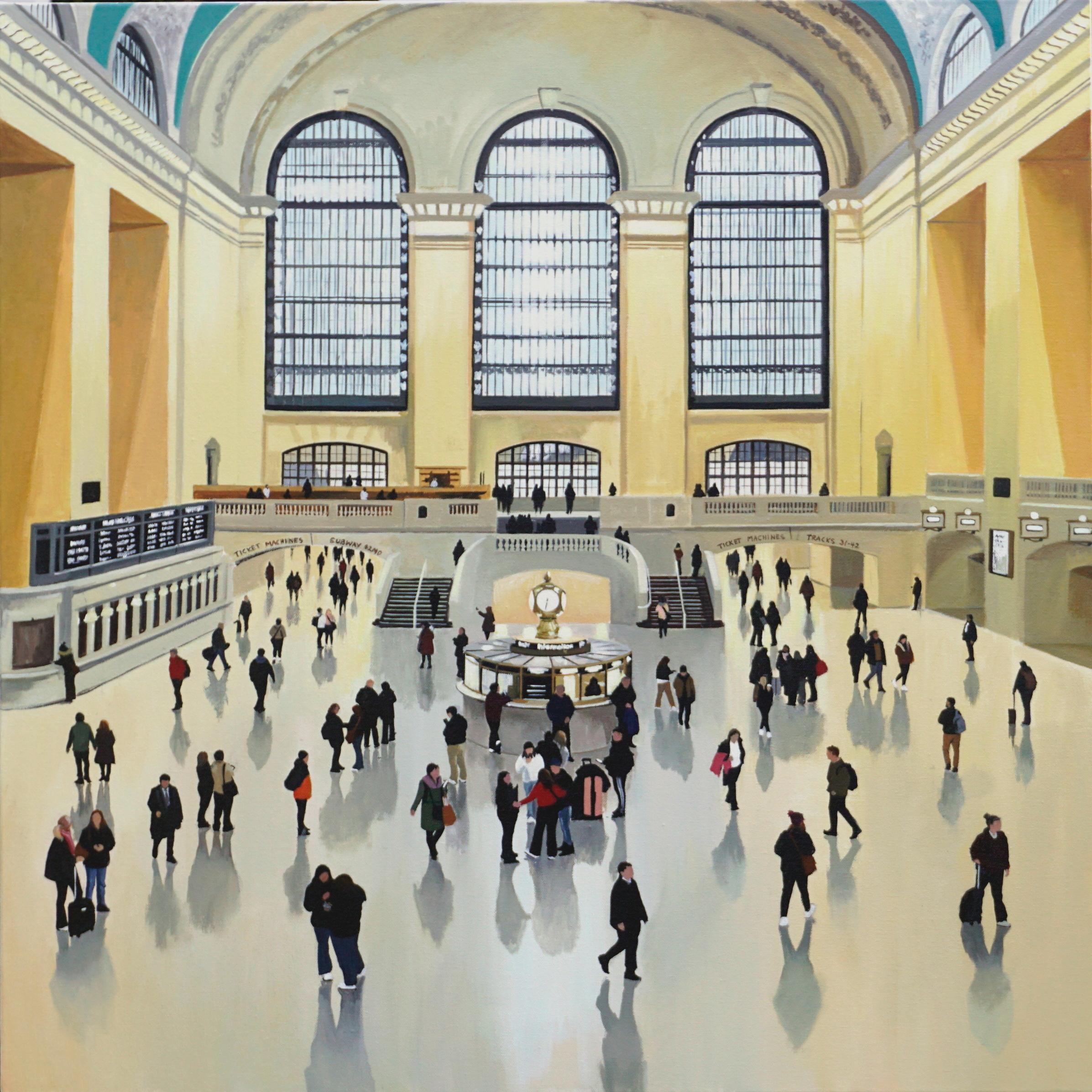 Grand Central Station-original cityscape impressionism painting-contemporary Art