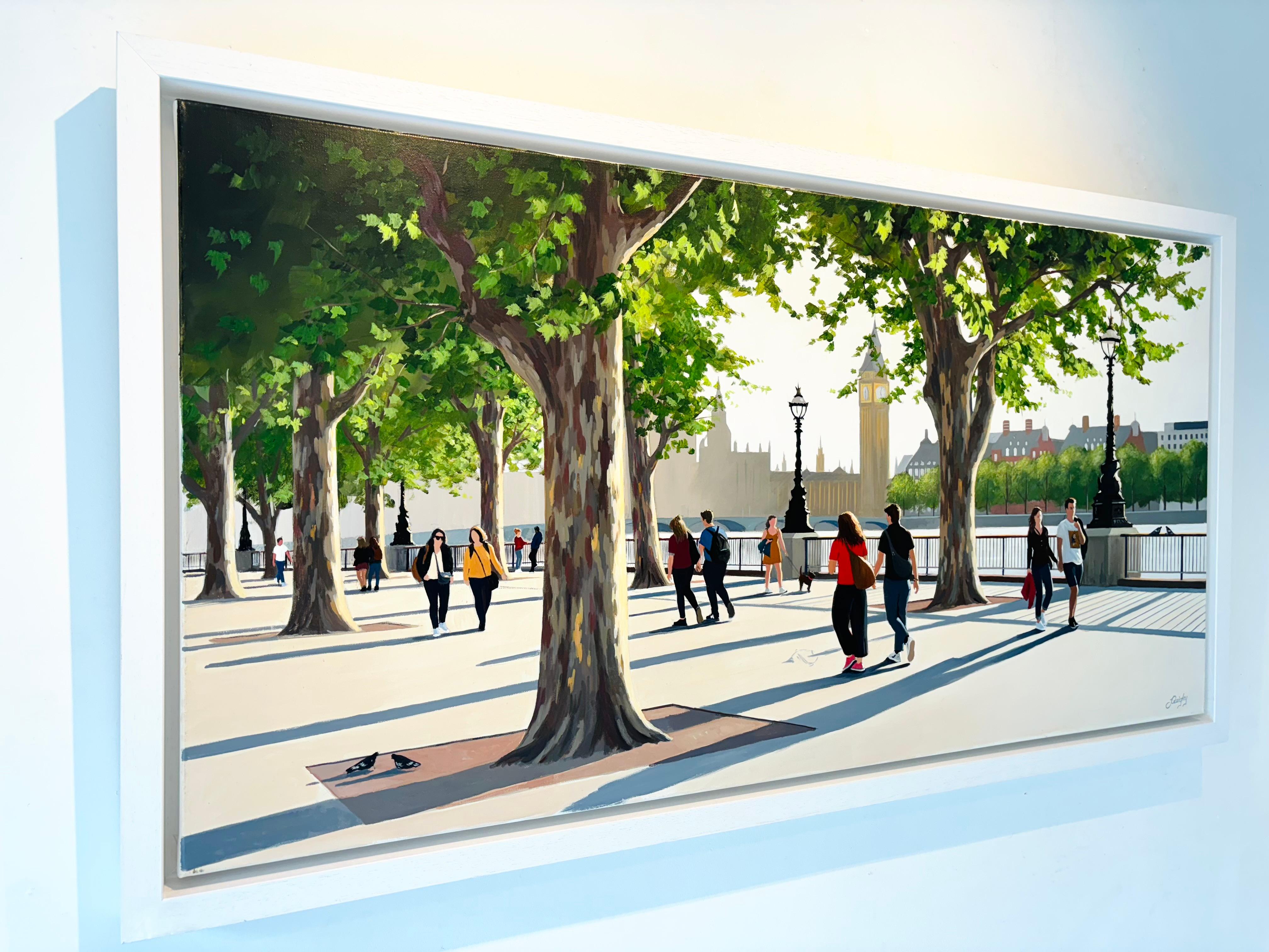 September Afternoon, Southbank II-original cityscape painting-contemporary Art - Impressionist Painting by Jo Quigley