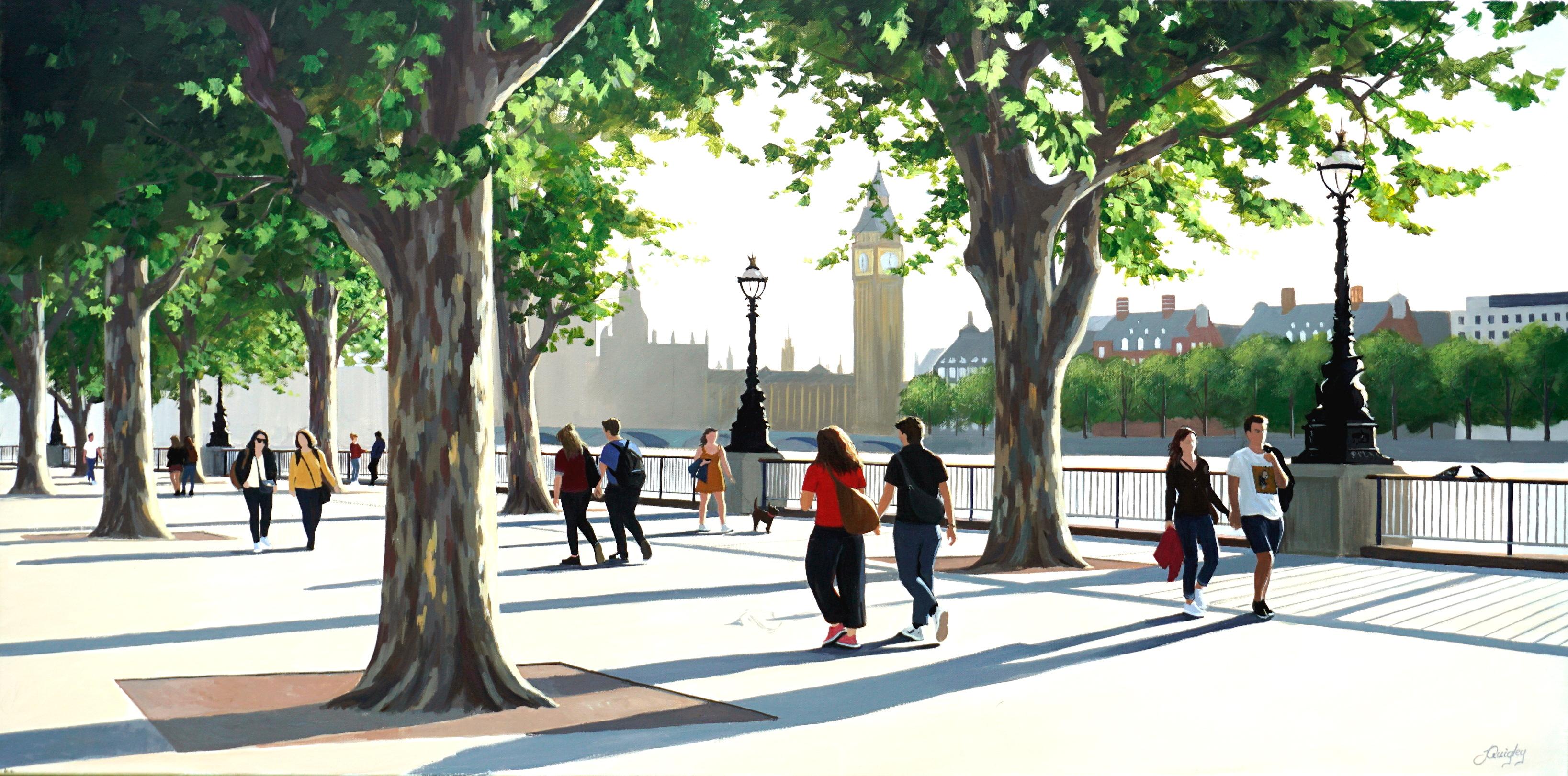 Jo Quigley Landscape Painting - September Afternoon, Southbank II-original cityscape painting-contemporary Art