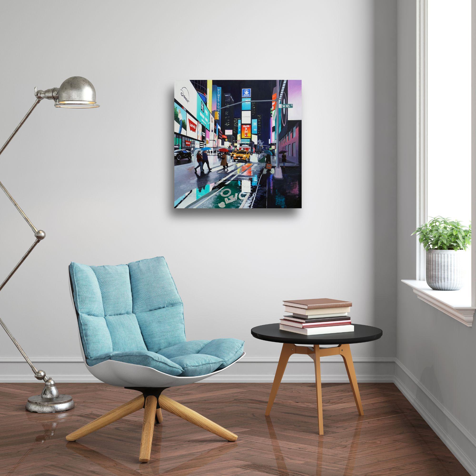 Times Square - original cityscape impressionism painting-contemporary Art - Painting by Jo Quigley